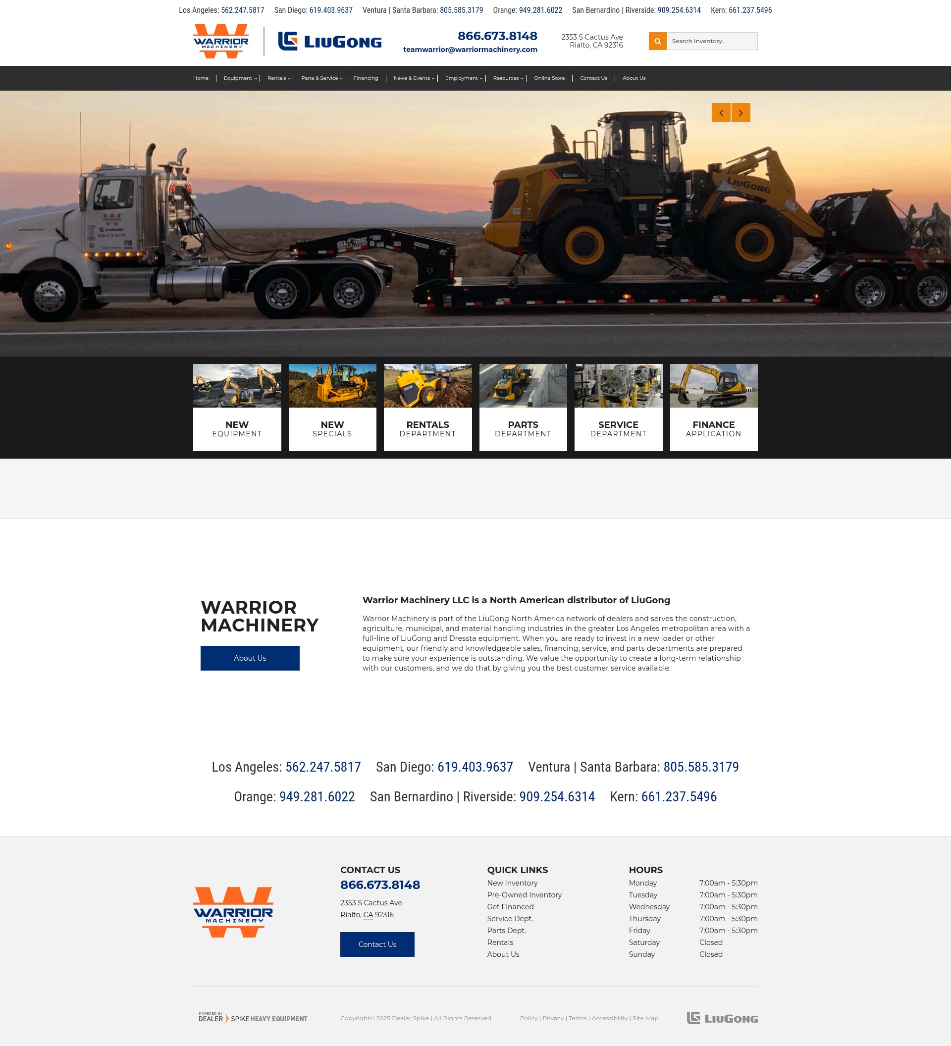 Screenshot of www.warriormachinery.com