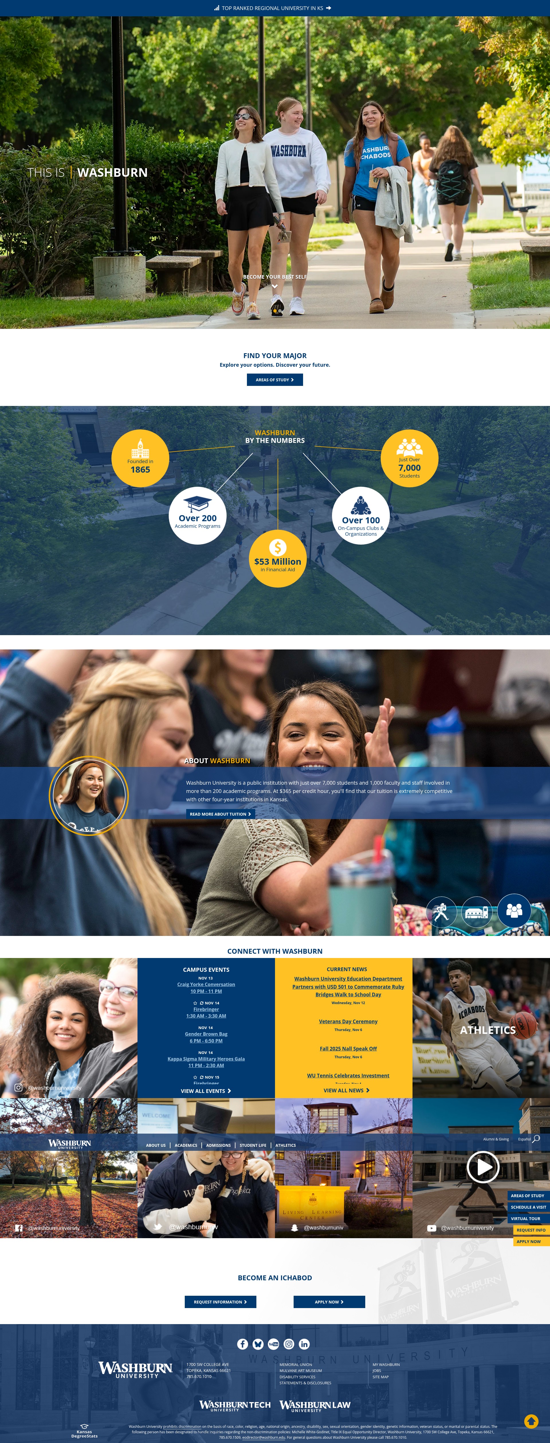 Screenshot of www.washburn.edu