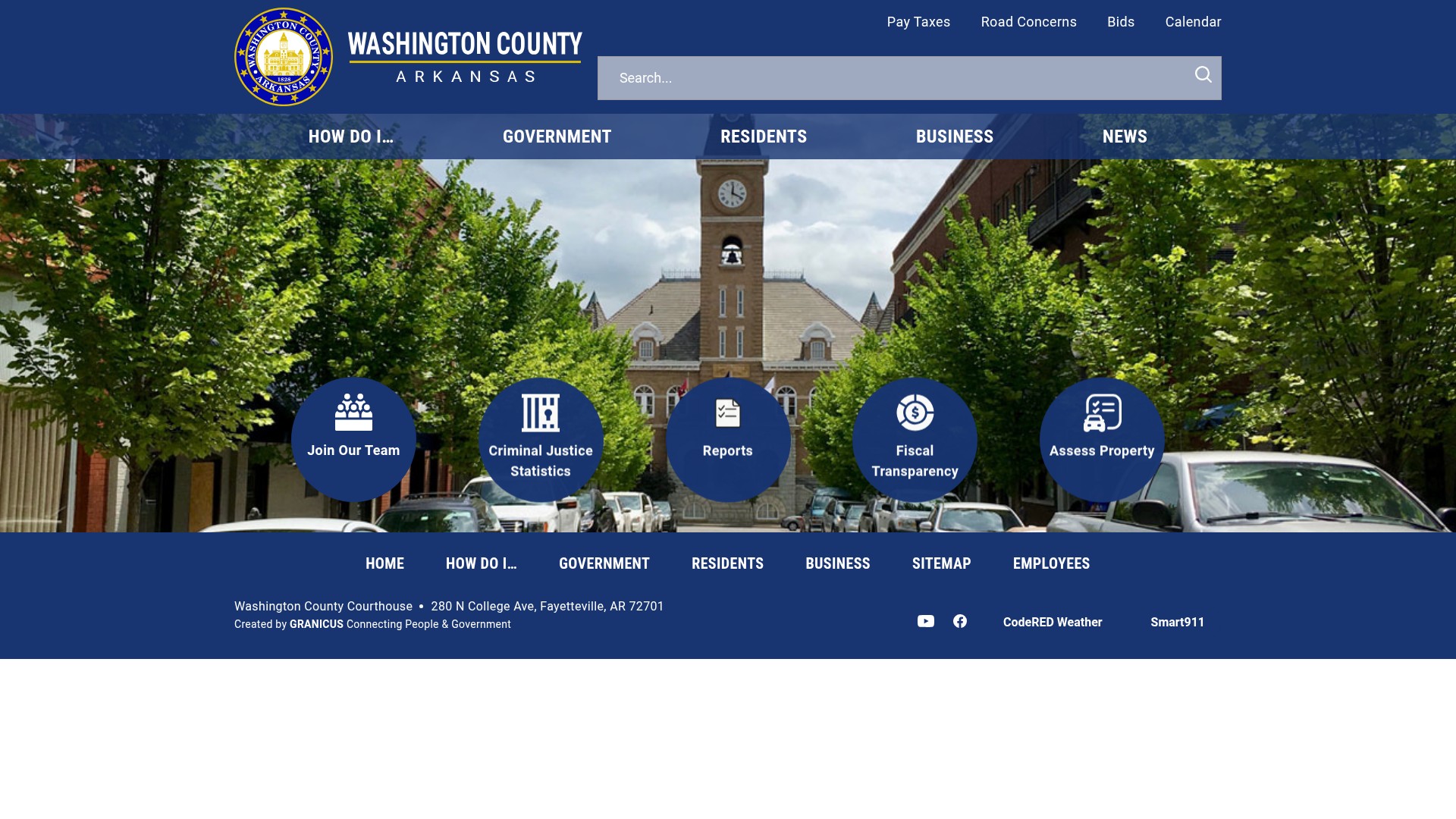 Screenshot of www.washingtoncountyar.gov