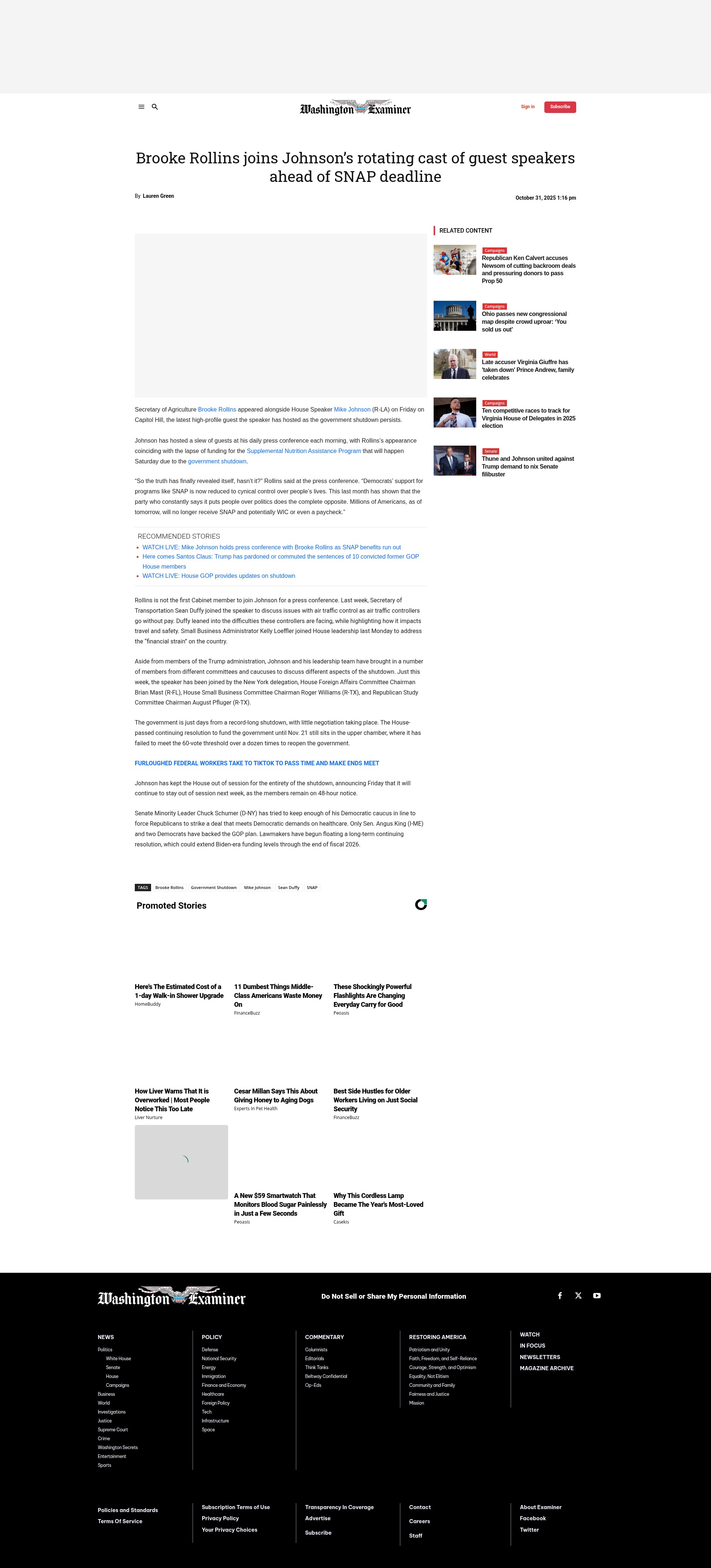 Screenshot of www.washingtonexaminer.com
