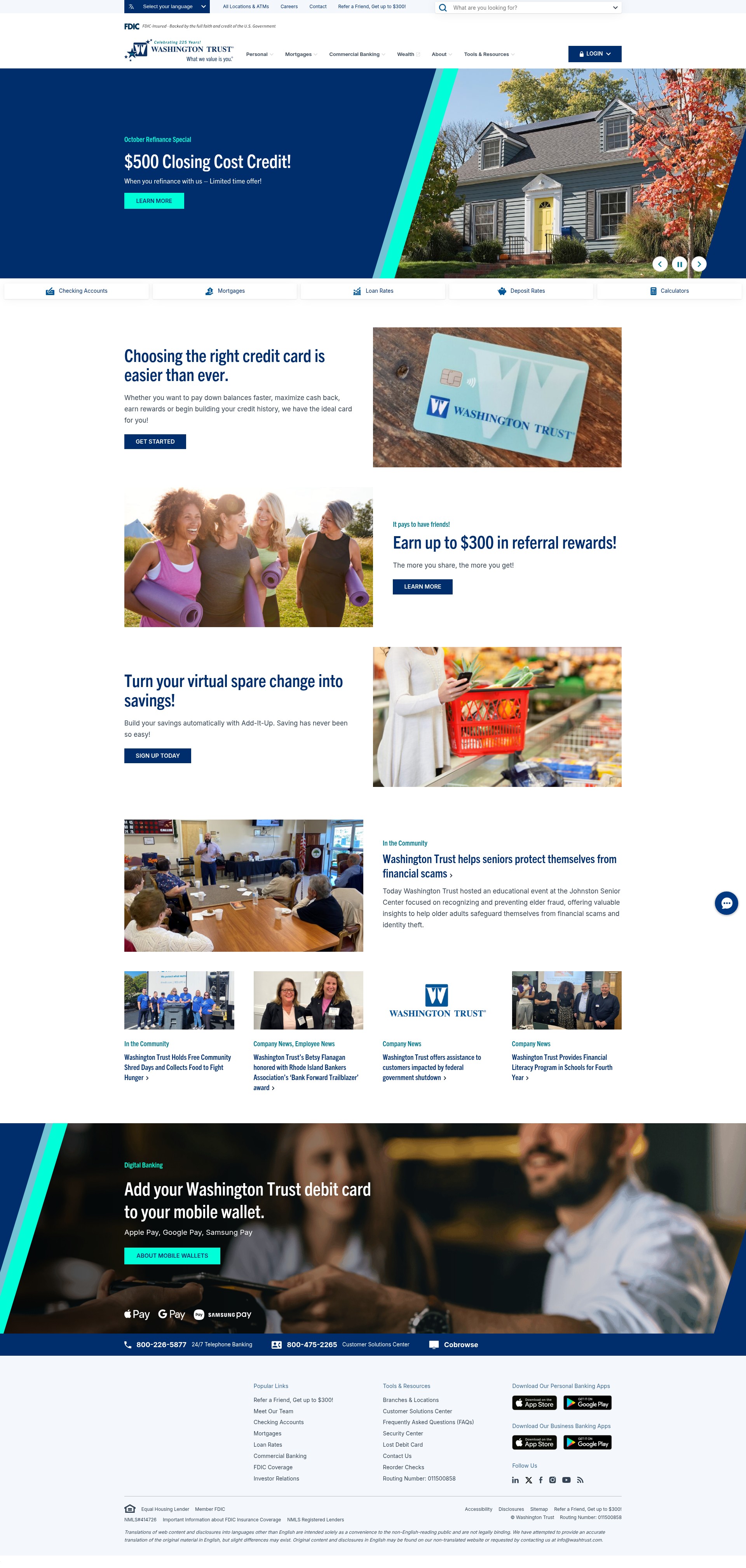 Screenshot of www.washtrust.com