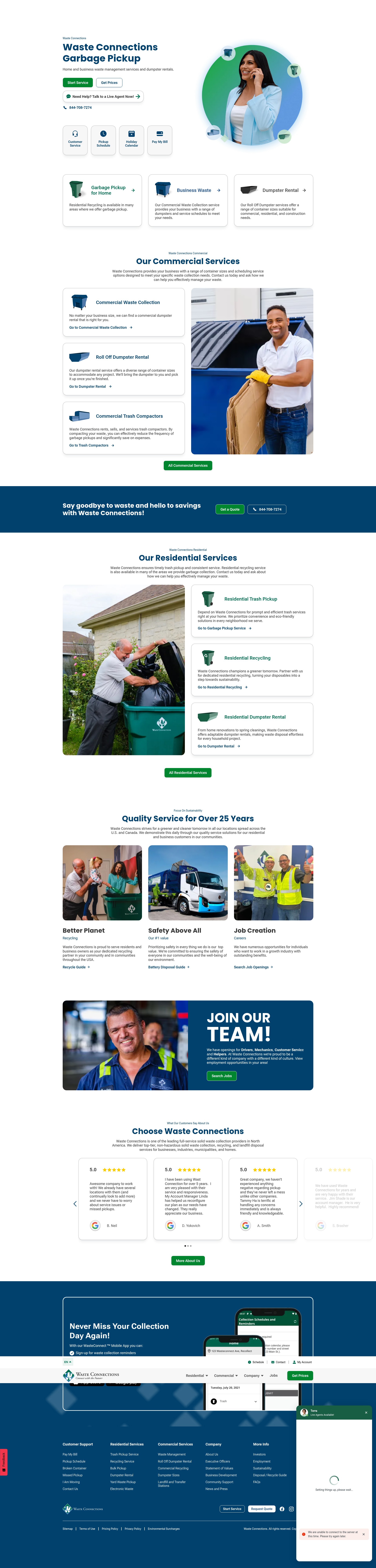 Screenshot of www.wasteconnections.com