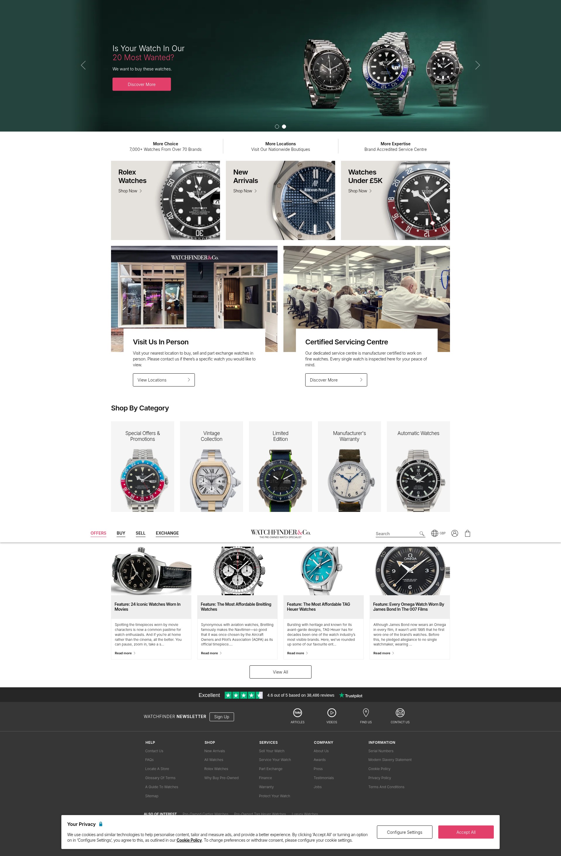 Screenshot of www.watchfinder.co.uk