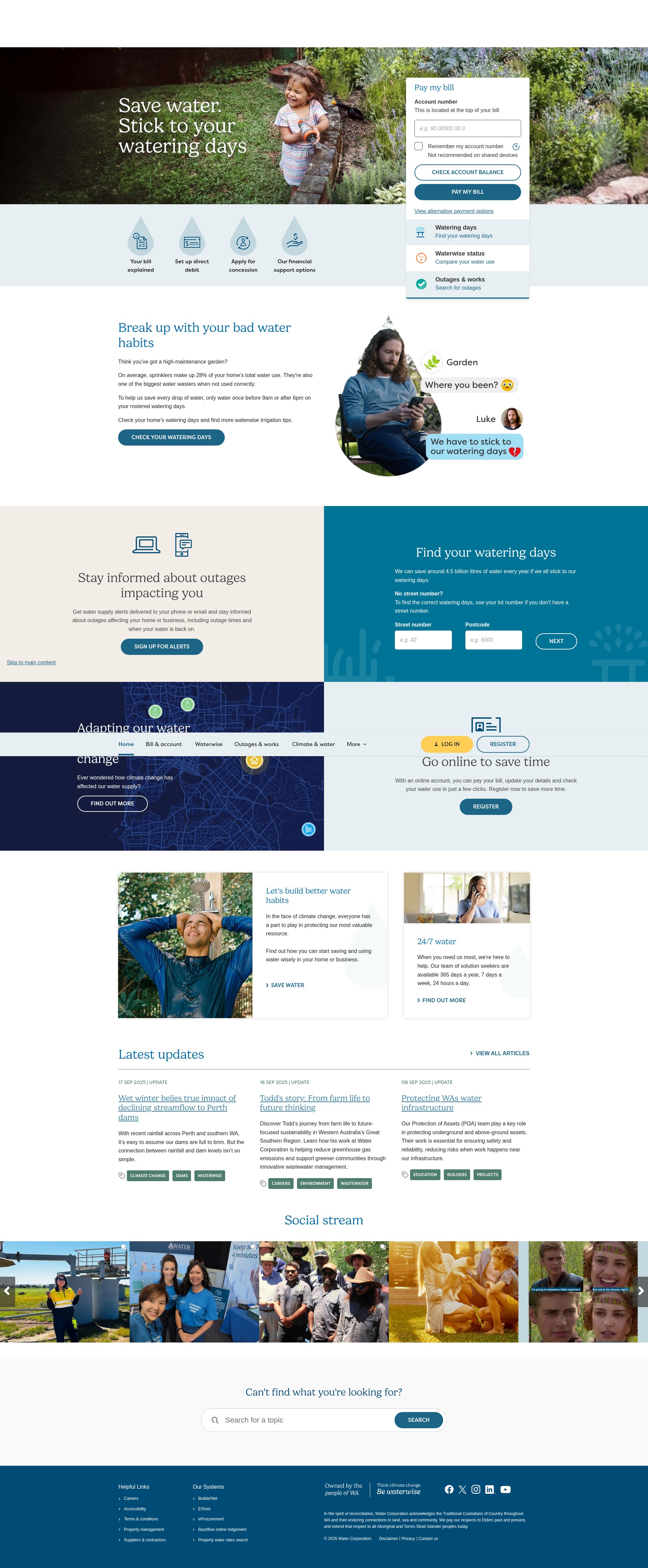 Screenshot of www.watercorporation.com.au