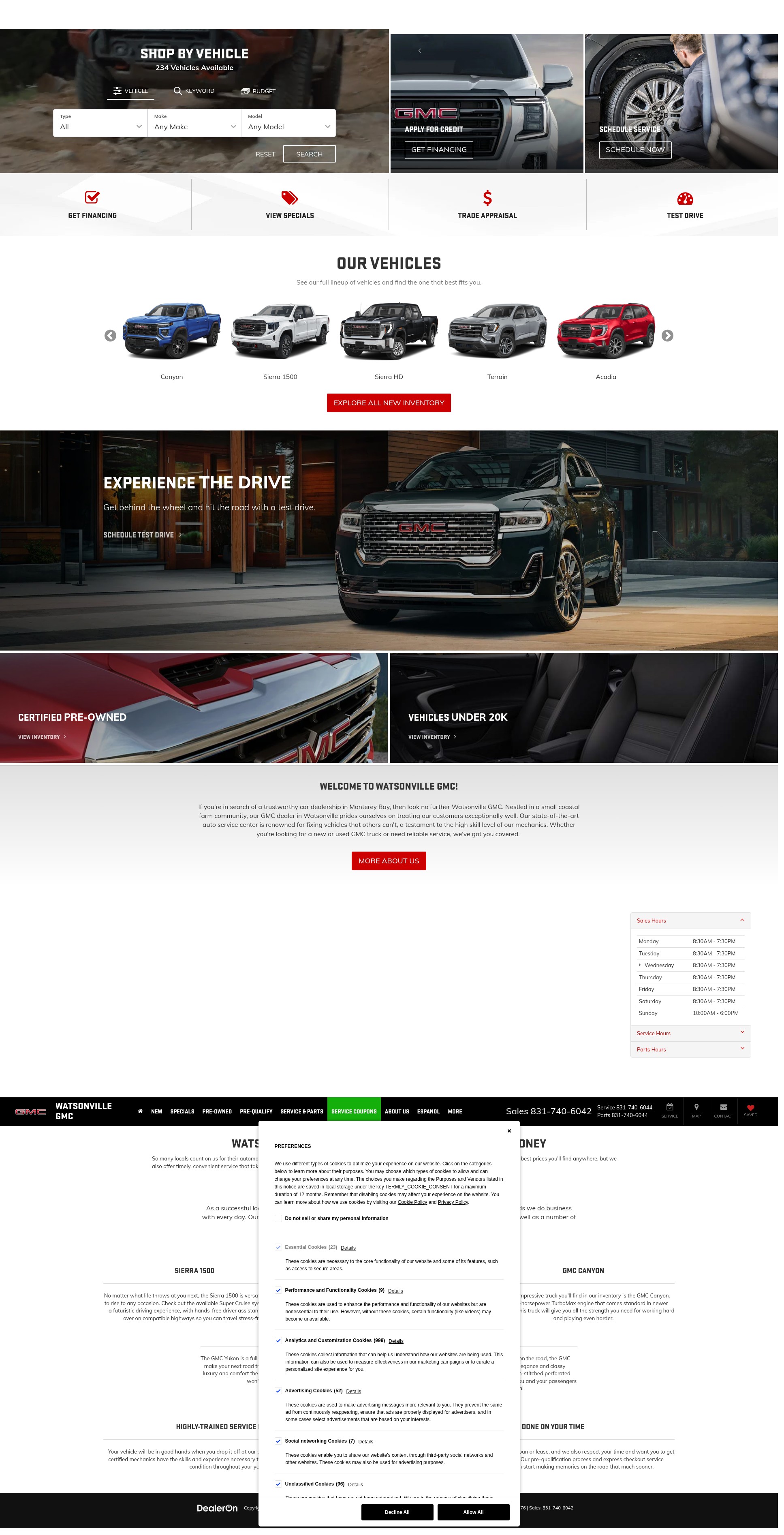 Screenshot of www.watsonvillegmc.com