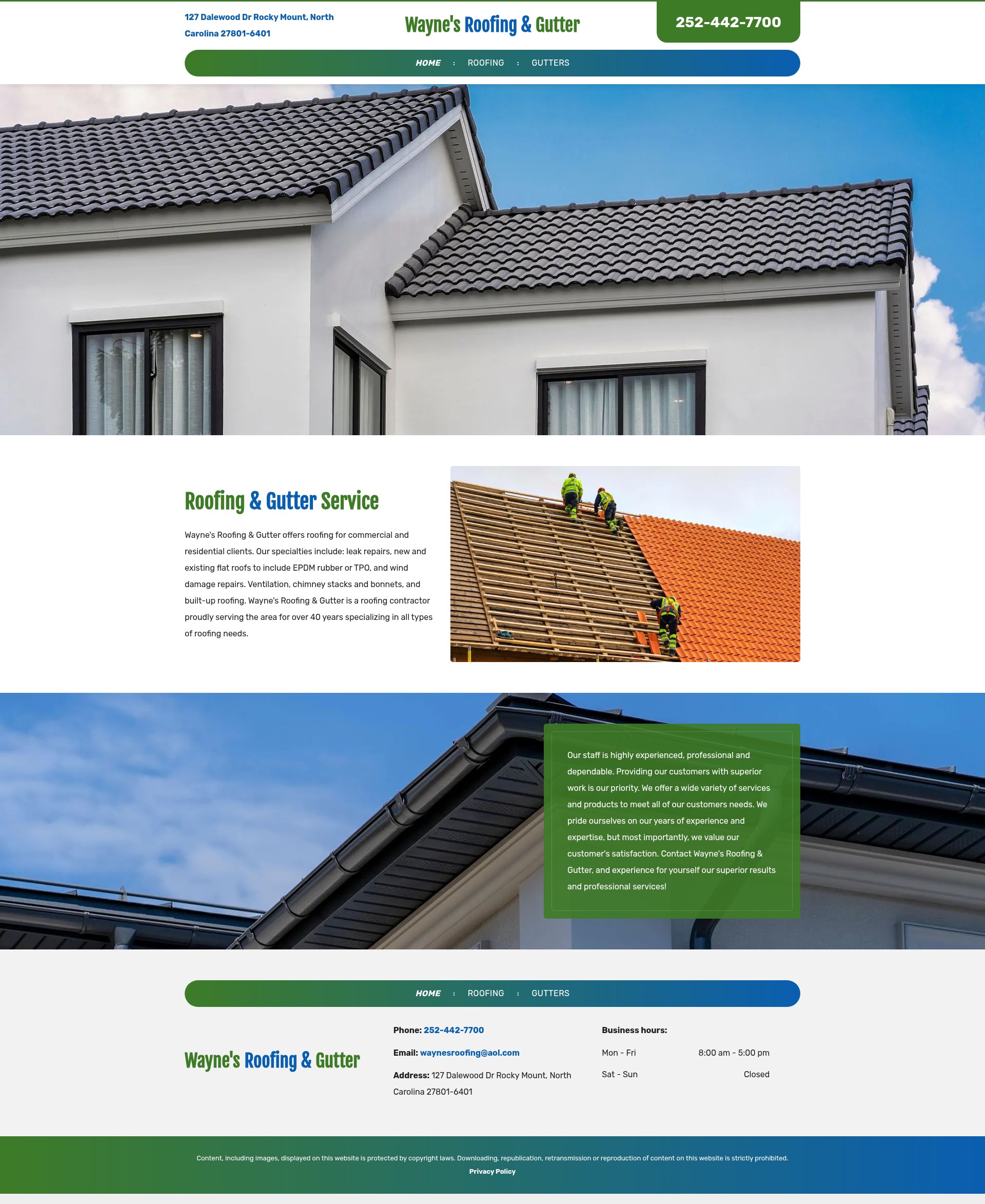 Screenshot of www.waynesroofingncnc.com