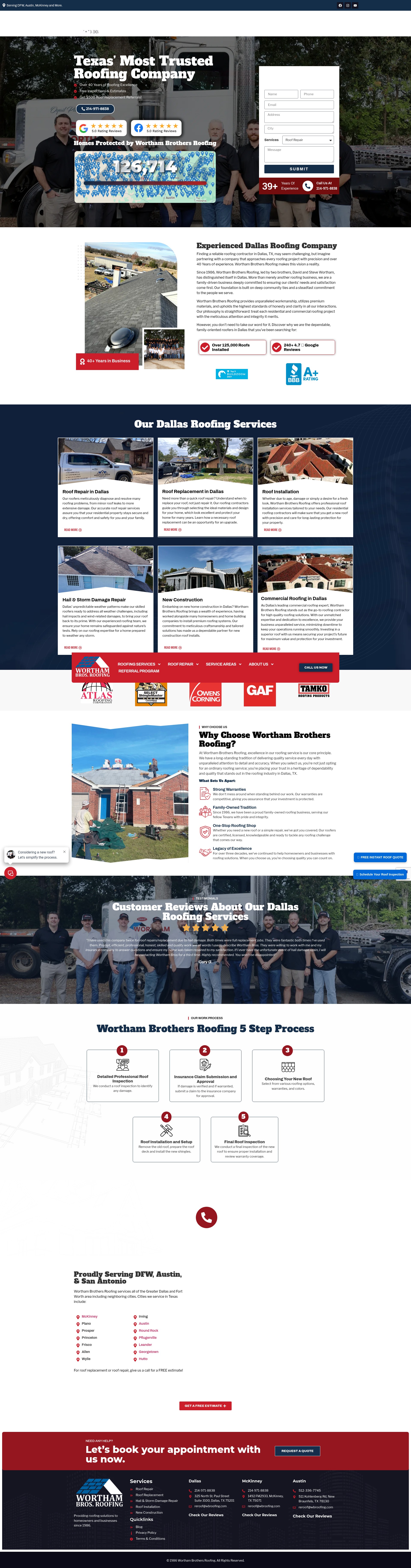 Screenshot of www.wbroofing.com