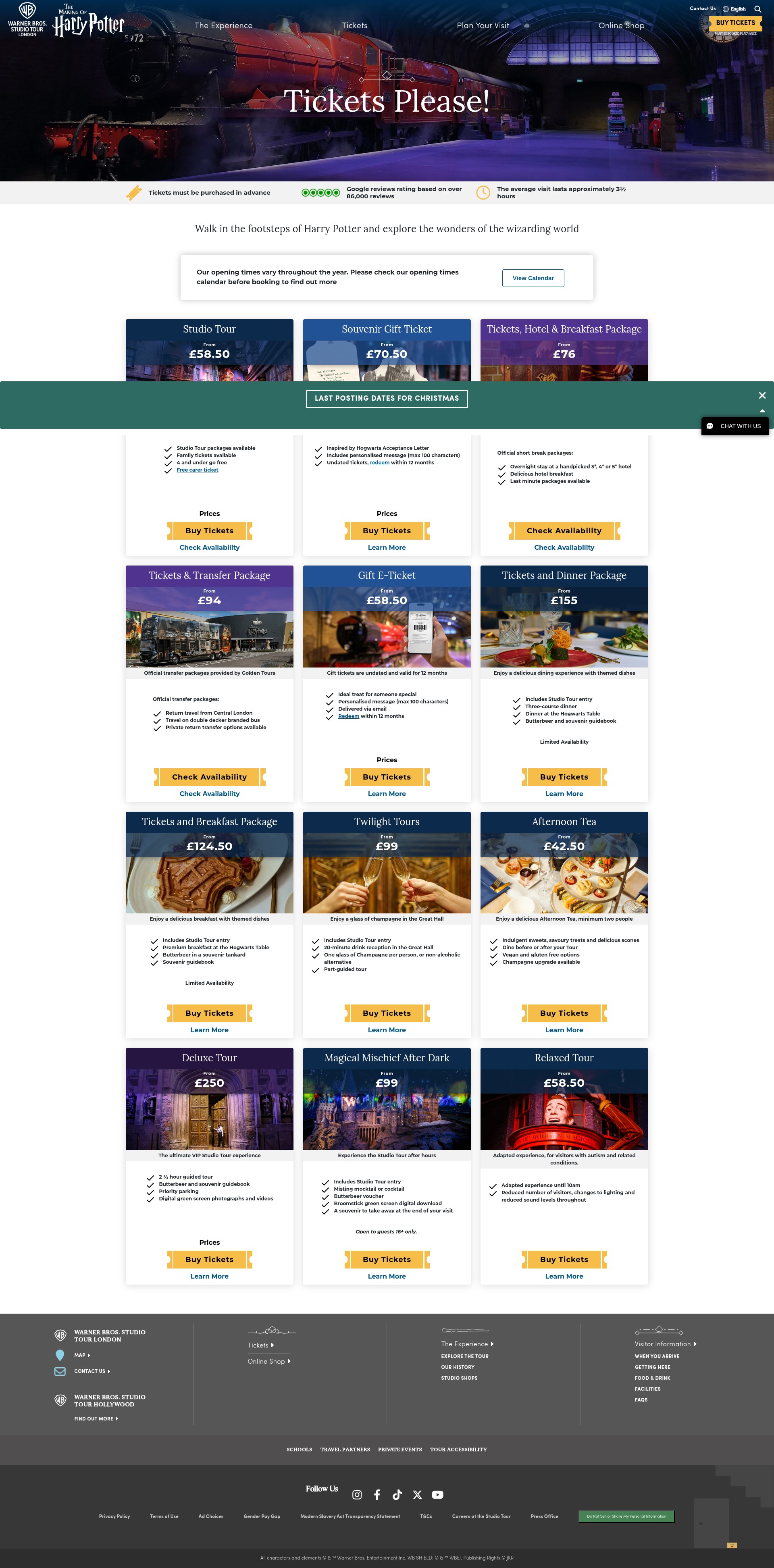Screenshot of www.wbstudiotour.co.uk