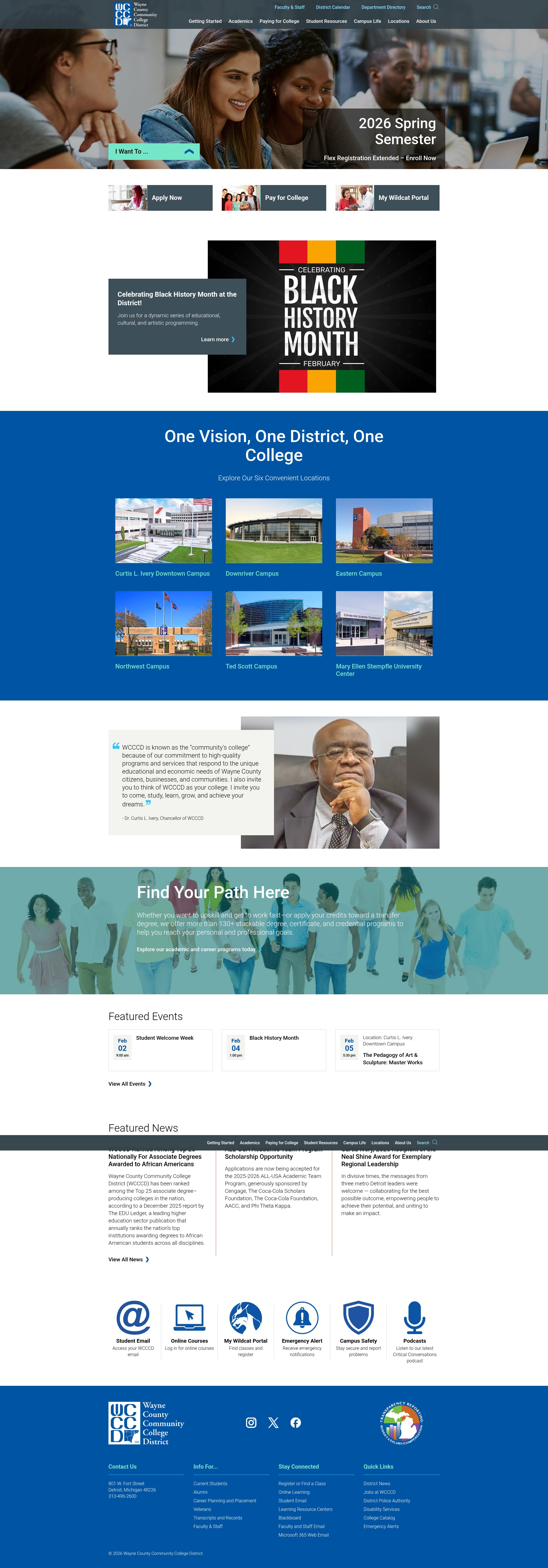 Screenshot of www.wcccd.edu