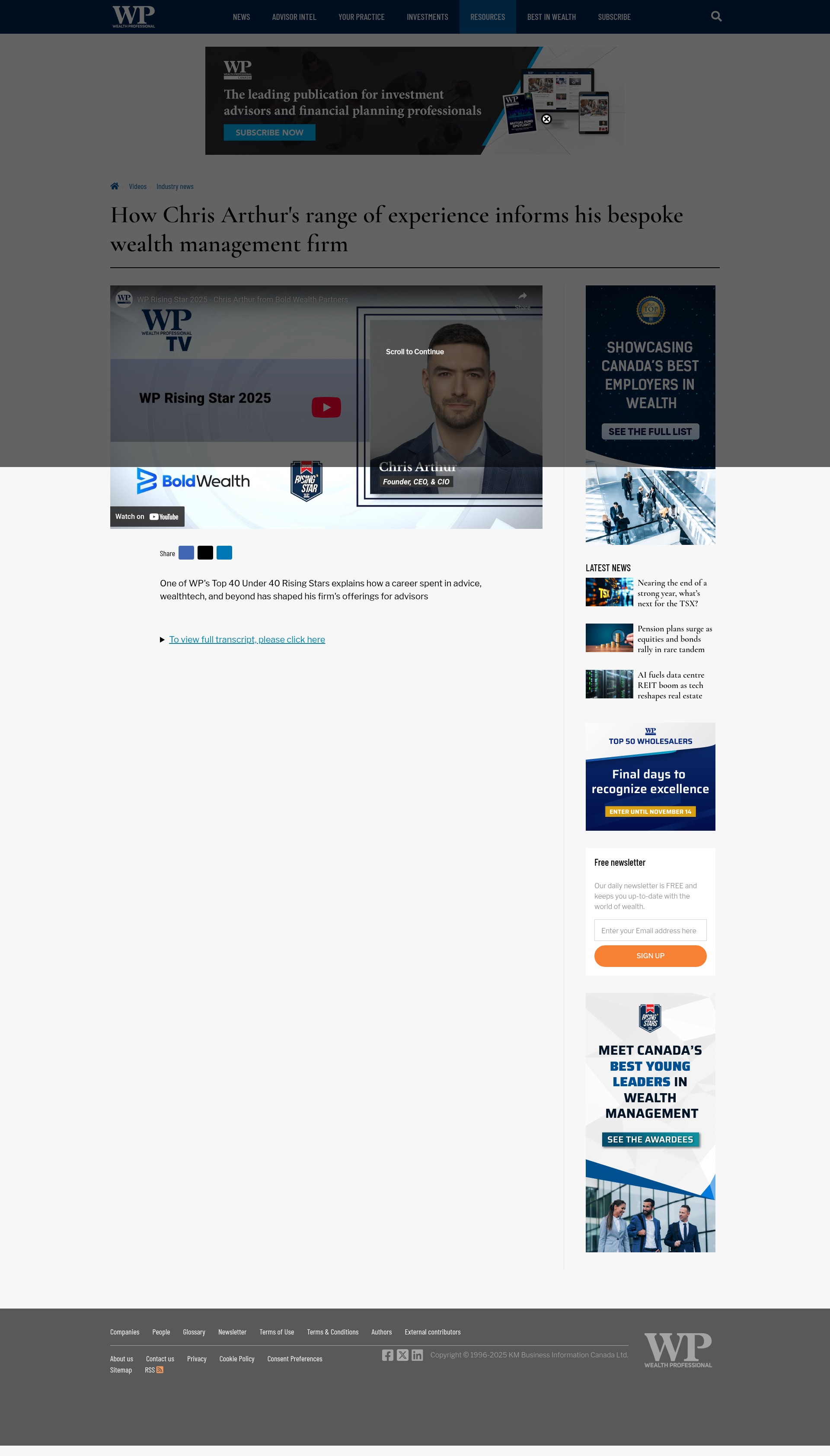Screenshot of www.wealthprofessional.ca