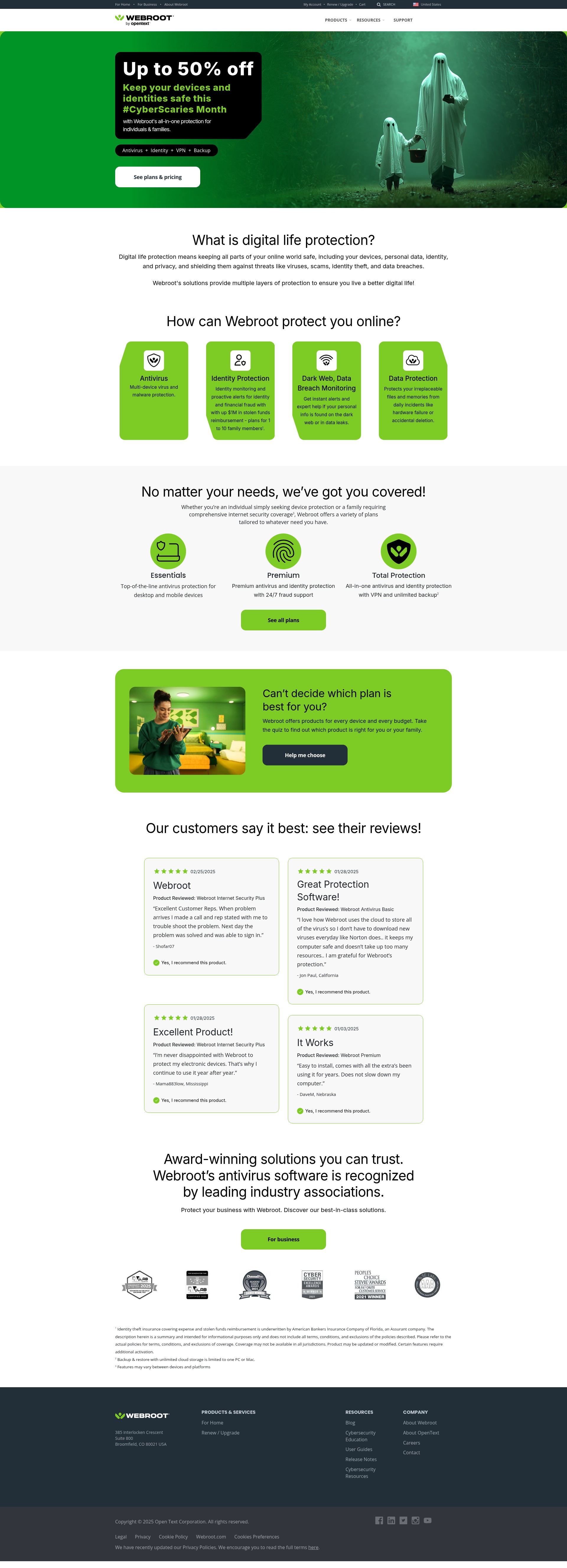 Screenshot of www.webroot.com