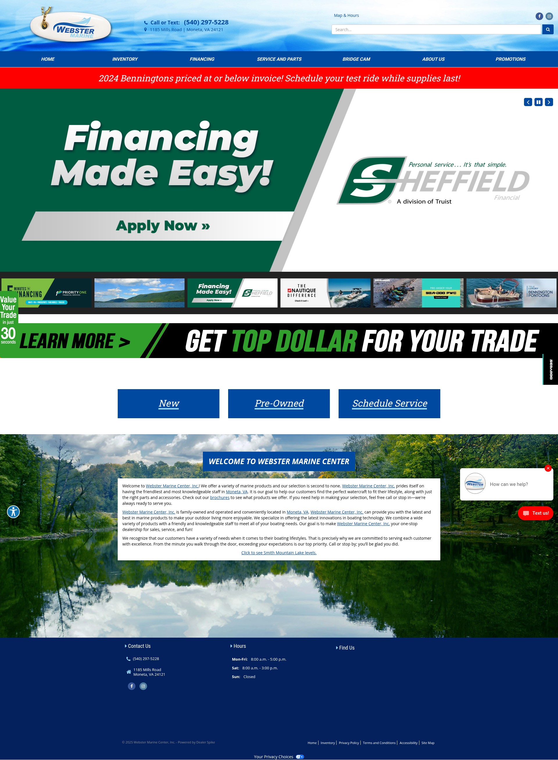 Screenshot of www.webstermarine.com