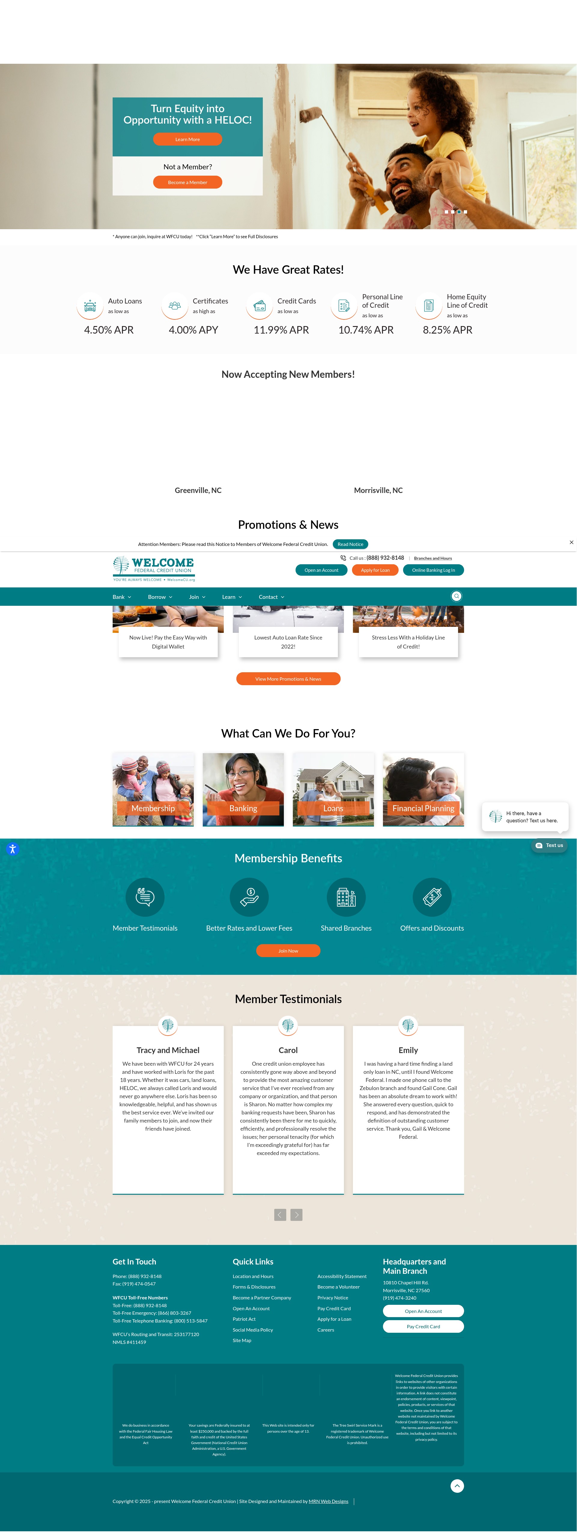 Screenshot of www.welcomecu.org
