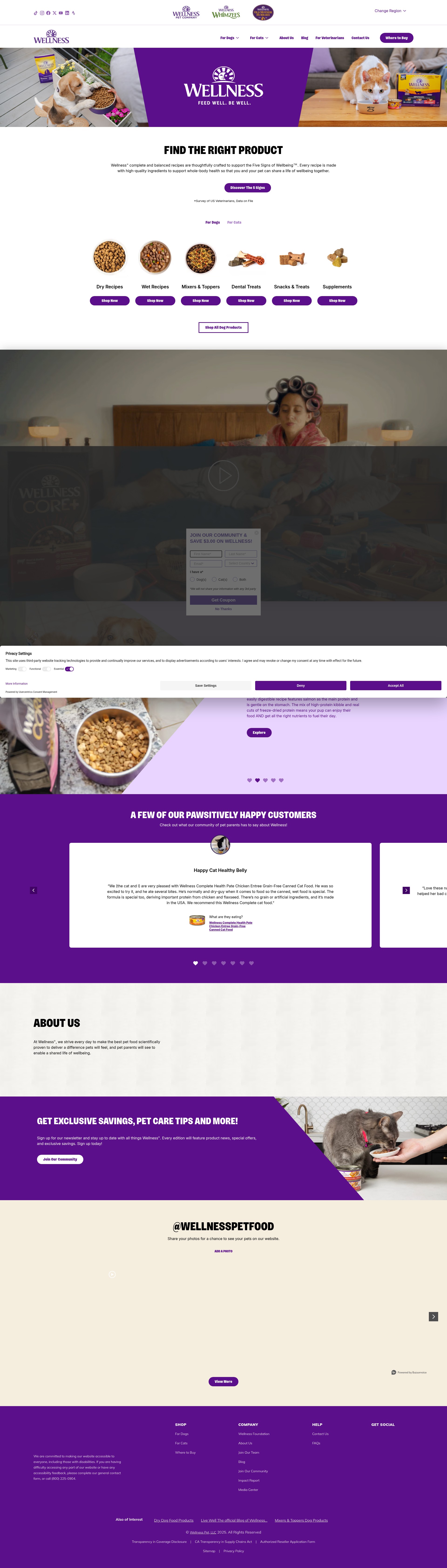 Screenshot of www.wellnesspetfood.com