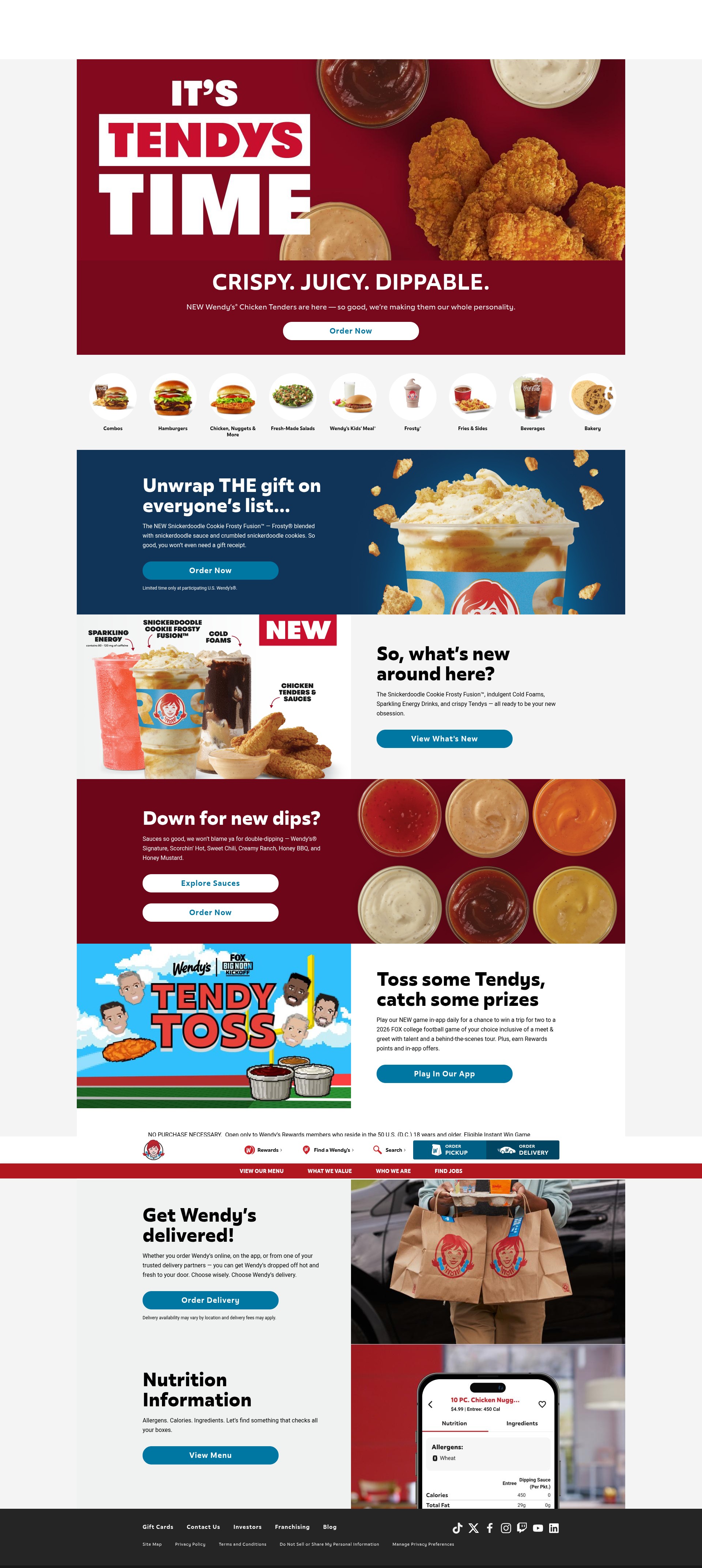 Screenshot of www.wendys.com