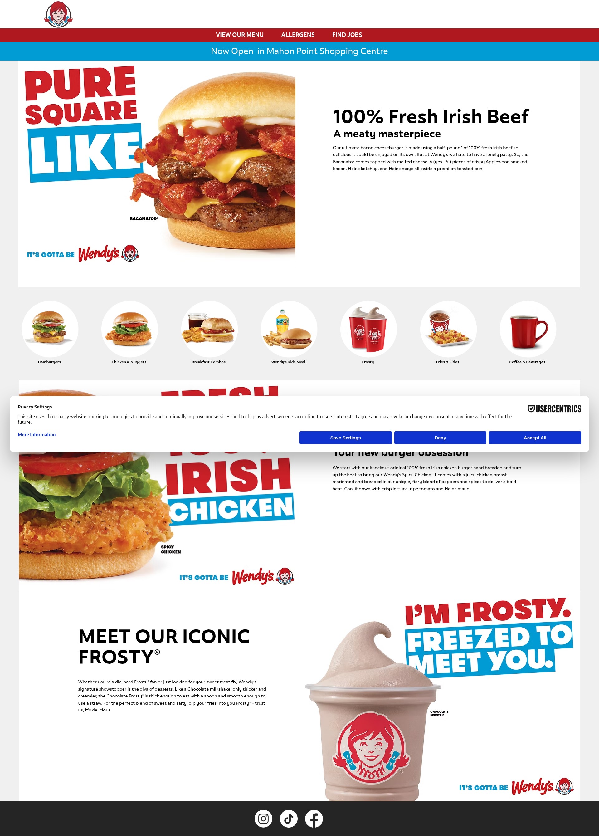 Screenshot of www.wendys.ie