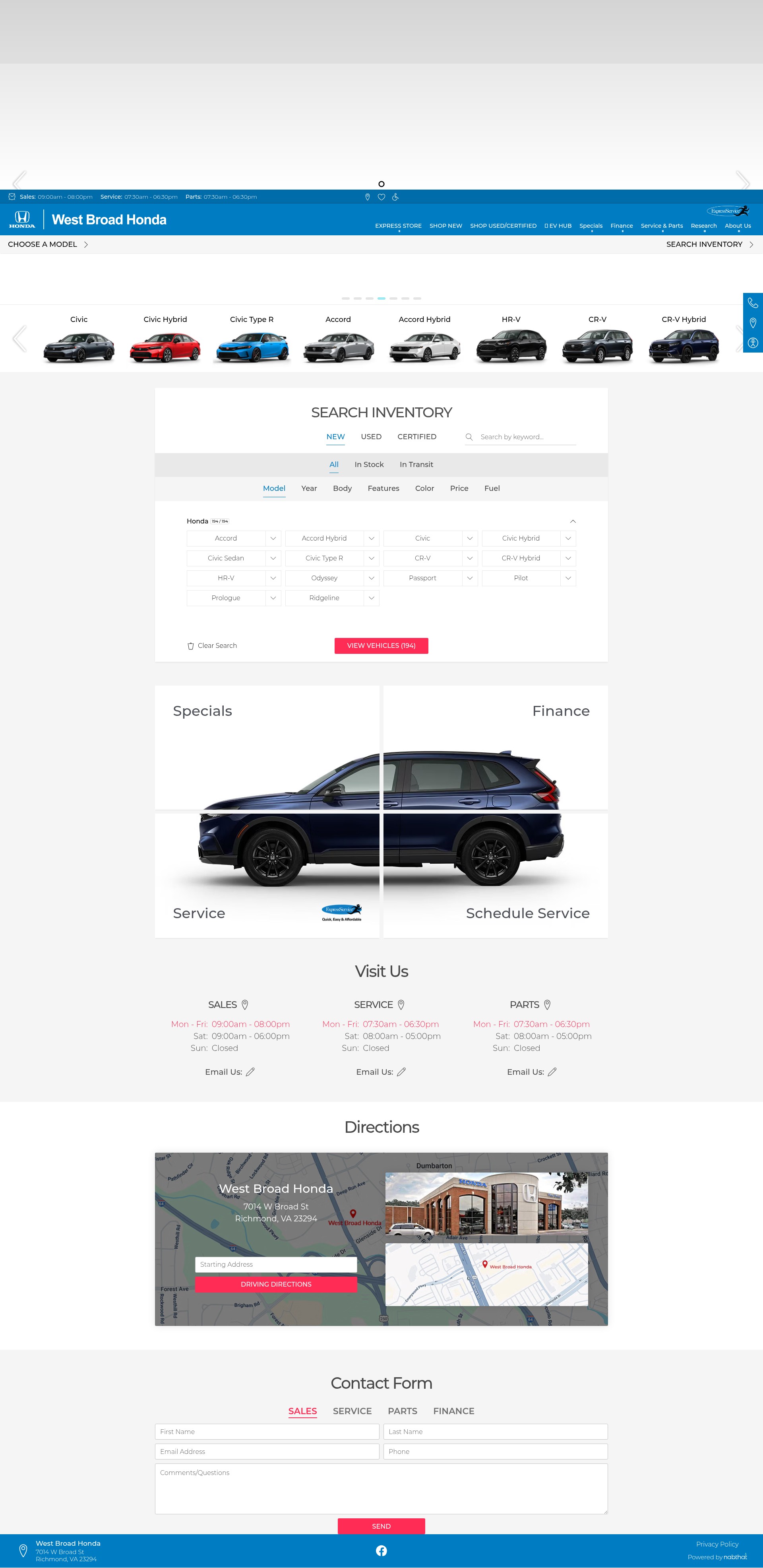 Screenshot of www.westbroadhonda.com