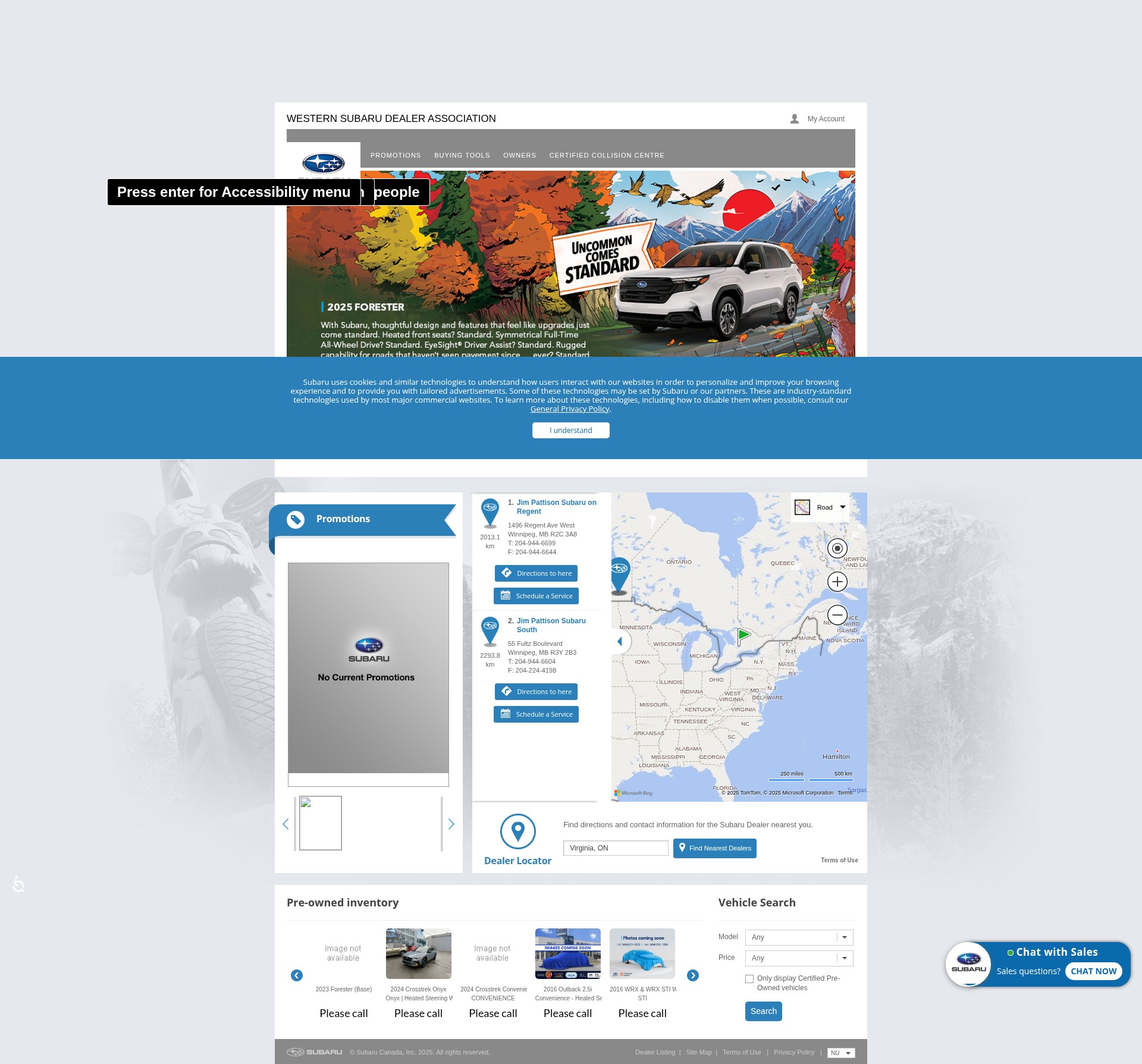 Screenshot of www.western.subarudealer.ca