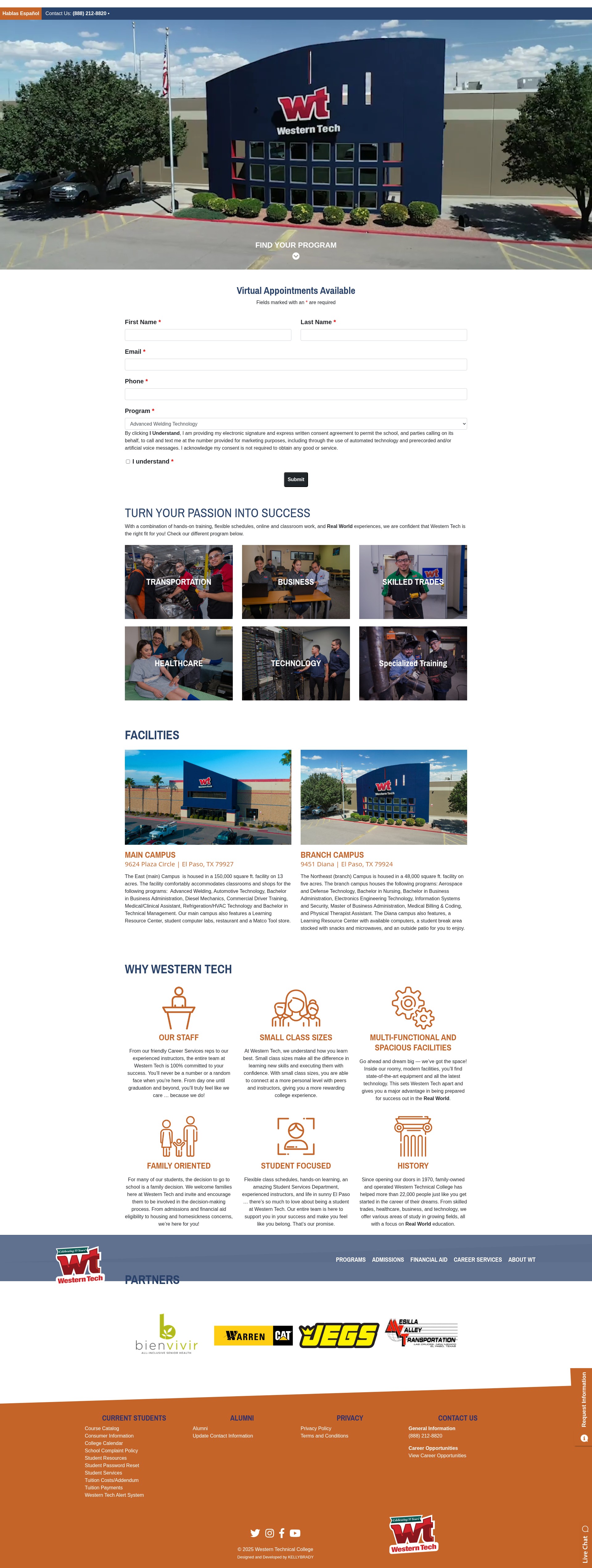 Screenshot of www.westerntech.edu