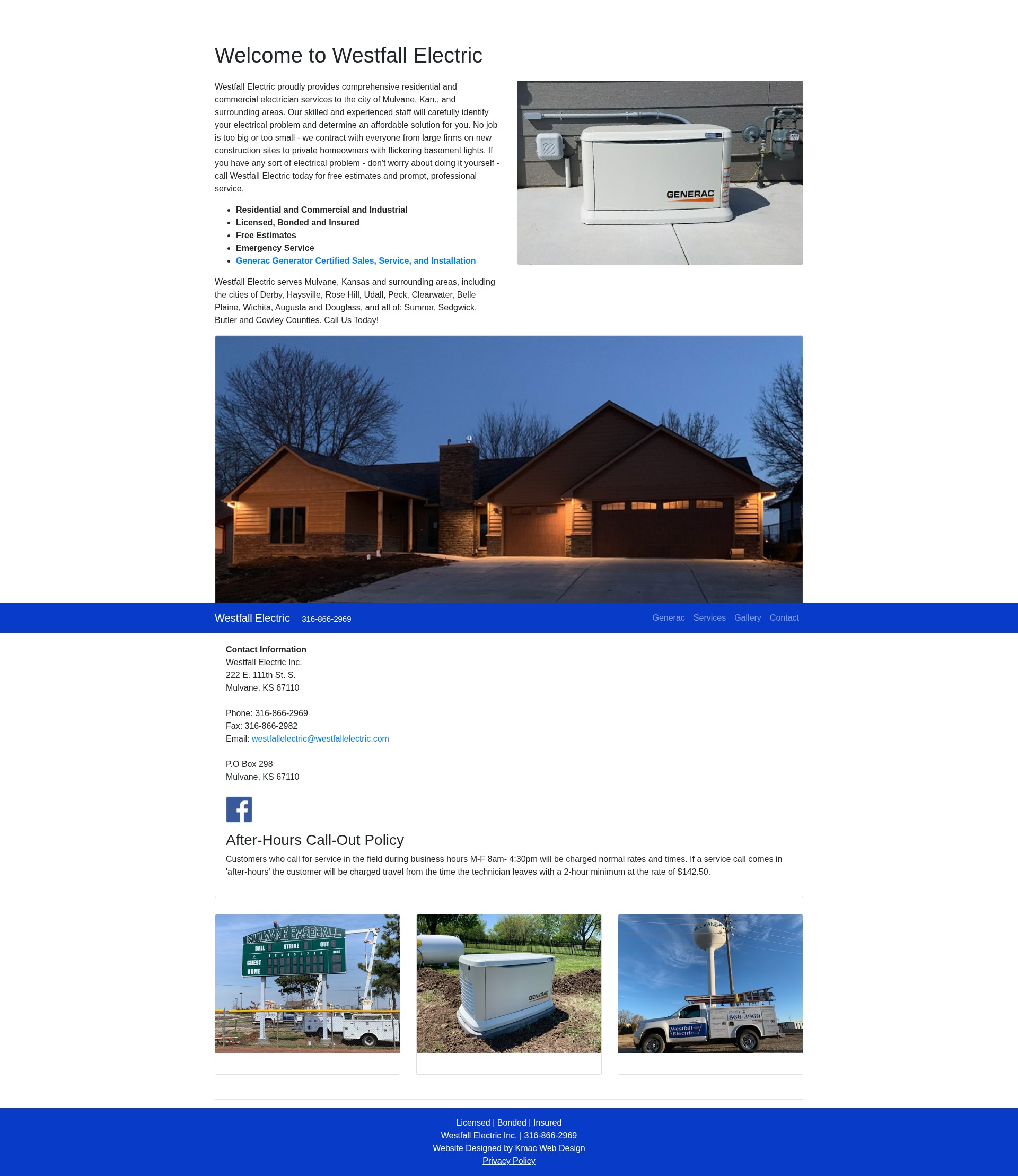 Screenshot of www.westfallelectric.com