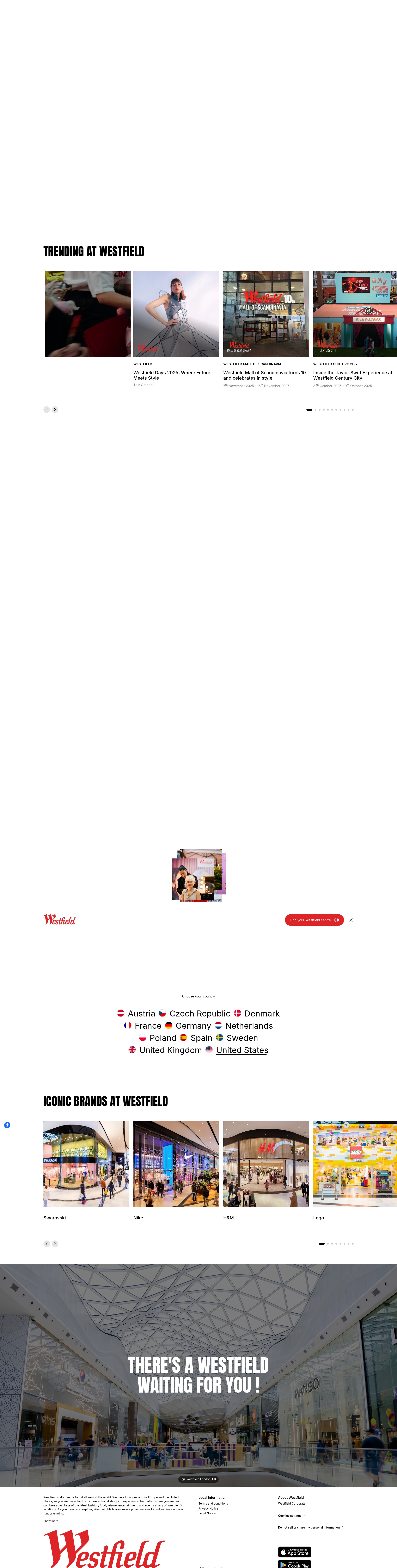 Screenshot of www.westfield.com