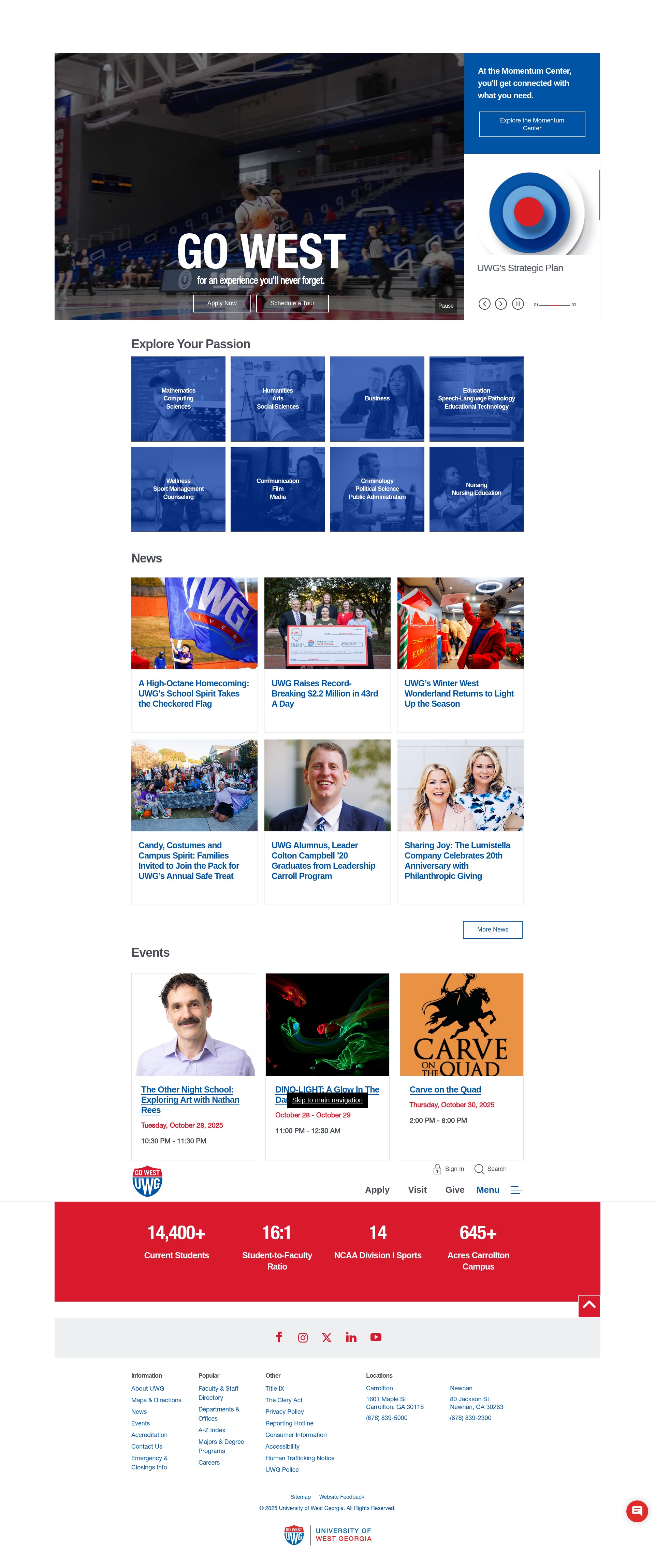 Screenshot of www.westga.edu