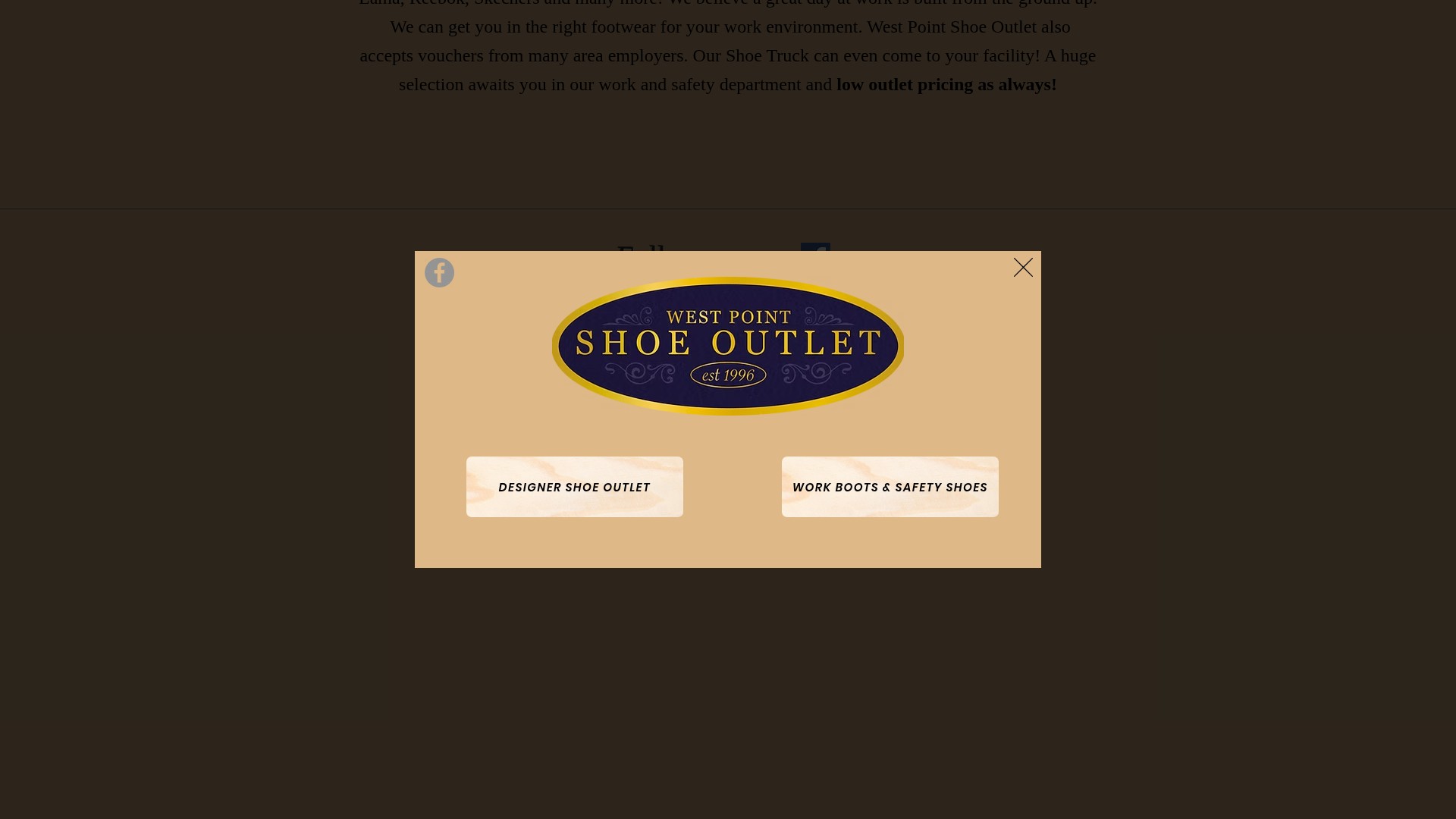 Screenshot of www.westpointshoeoutlet.com