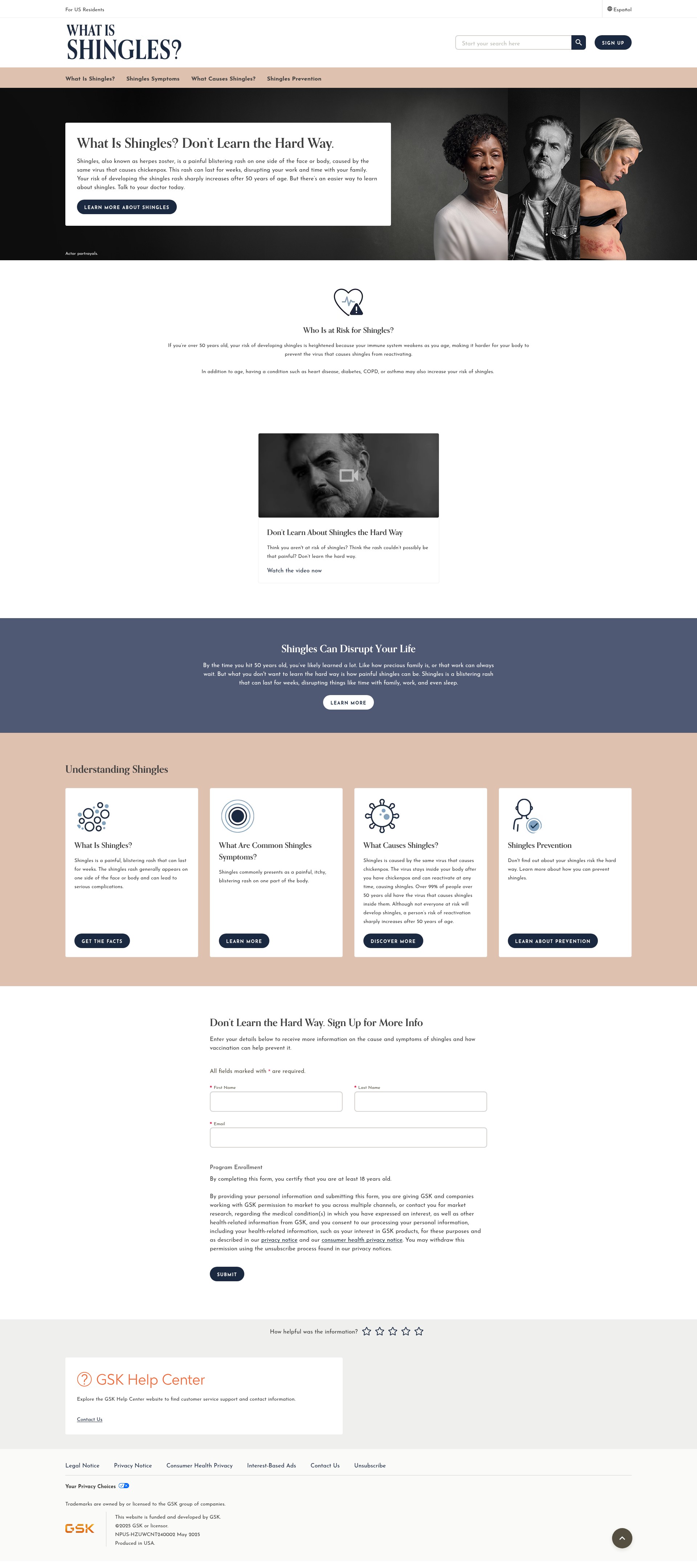 Screenshot of www.whatisshingles.com