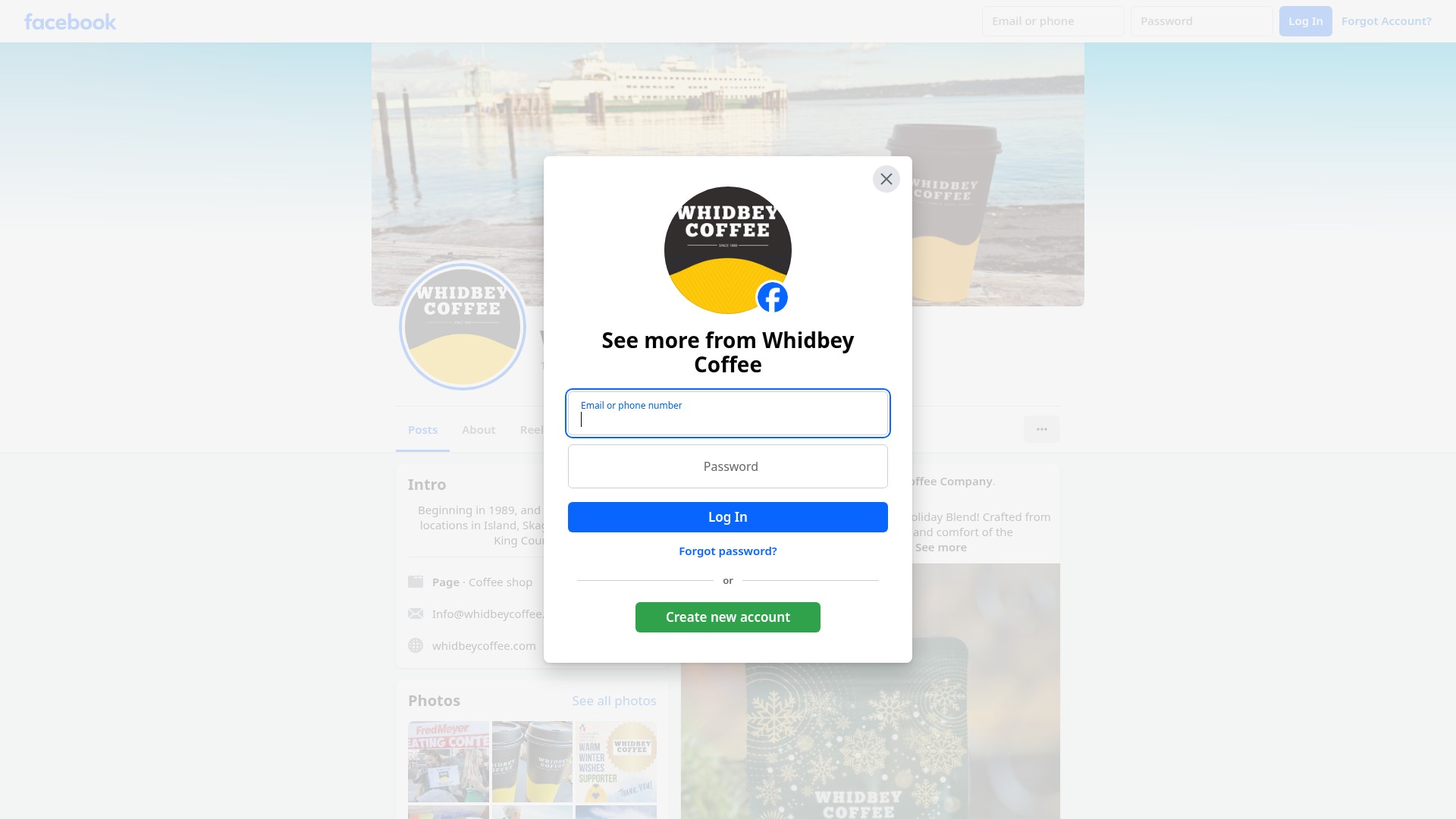 Screenshot of www.whidbeycoffee.com