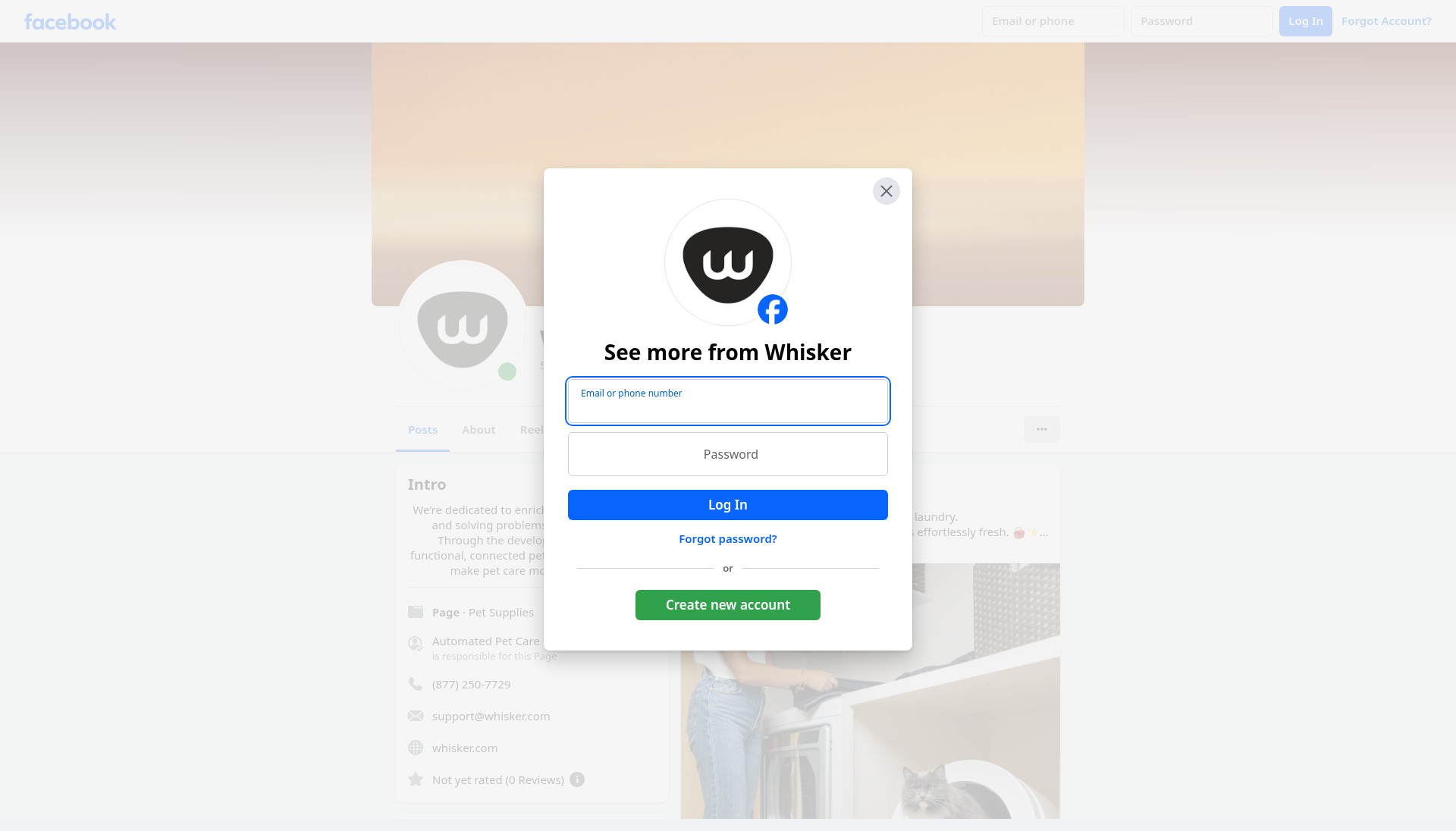 Screenshot of www.whisker.com