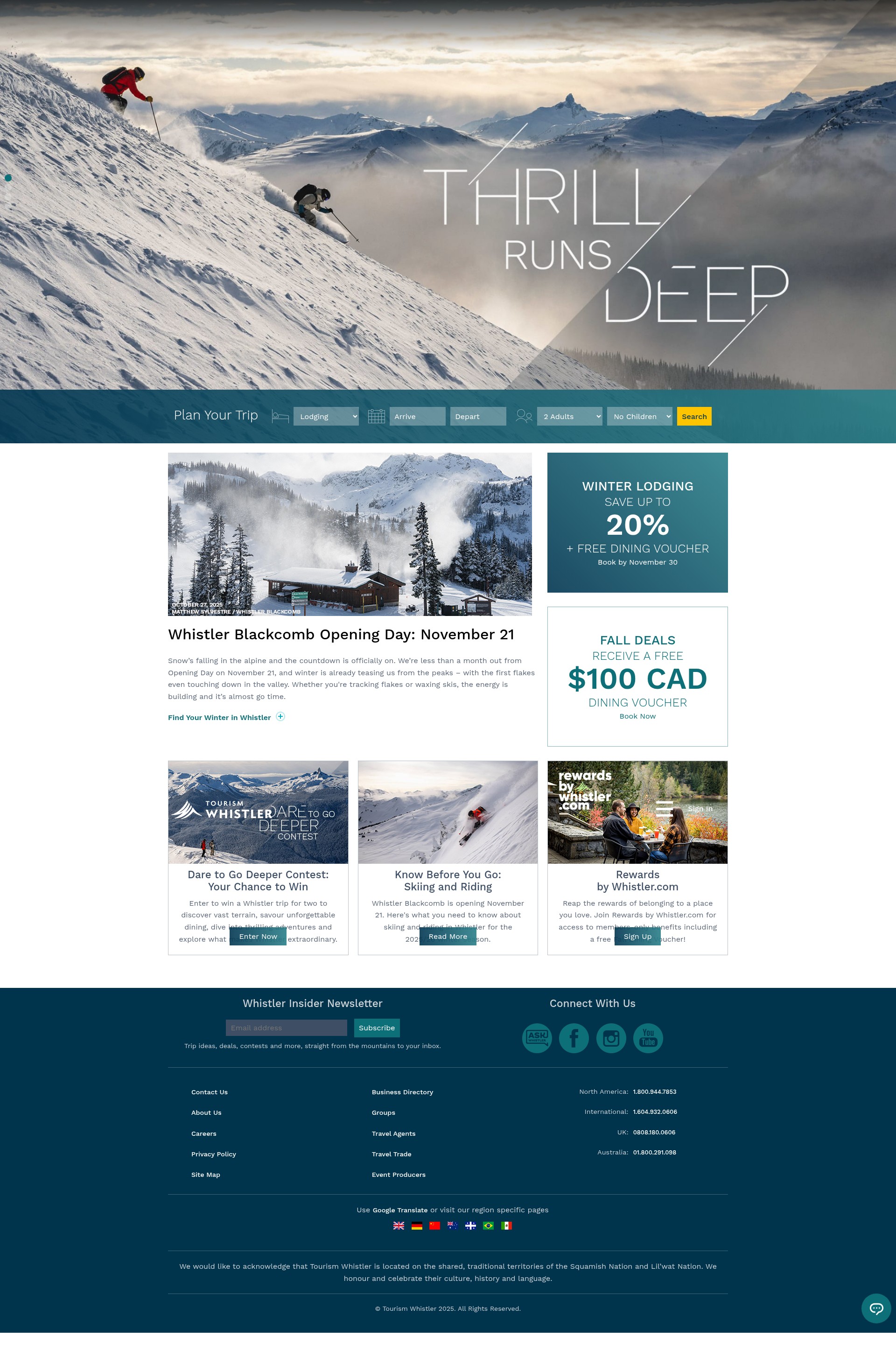 Screenshot of www.whistler.com