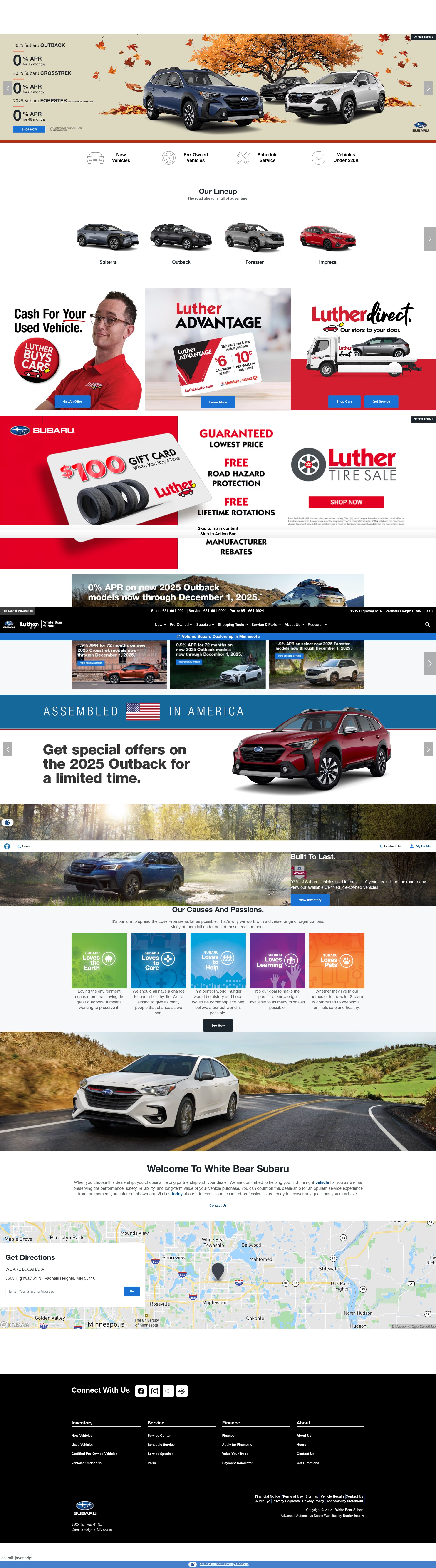 Screenshot of www.whitebearsubaru.com