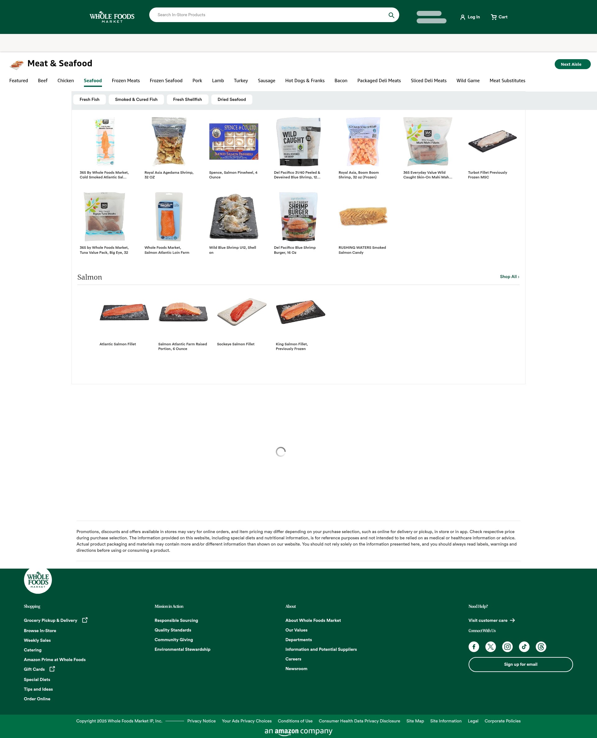 Screenshot of www.wholefoodsmarket.com
