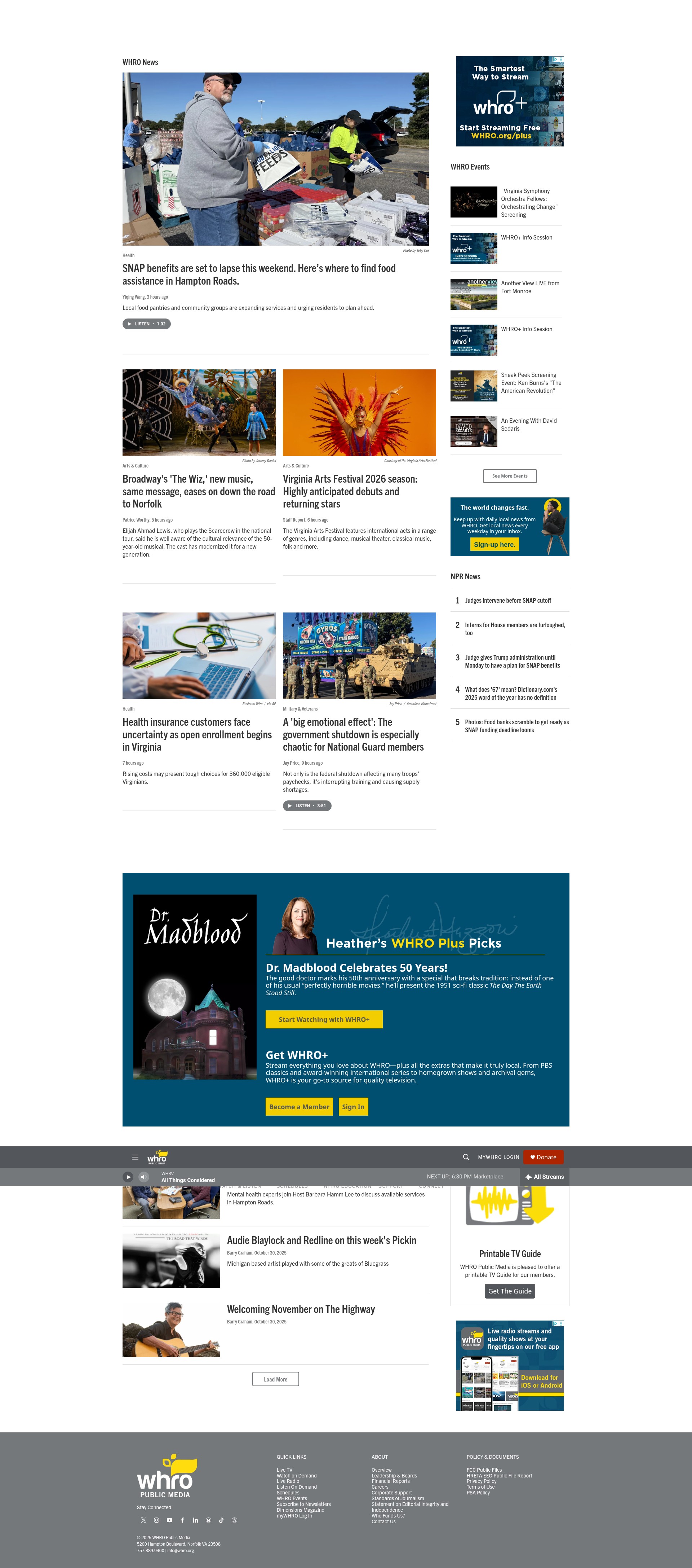 Screenshot of www.whro.org