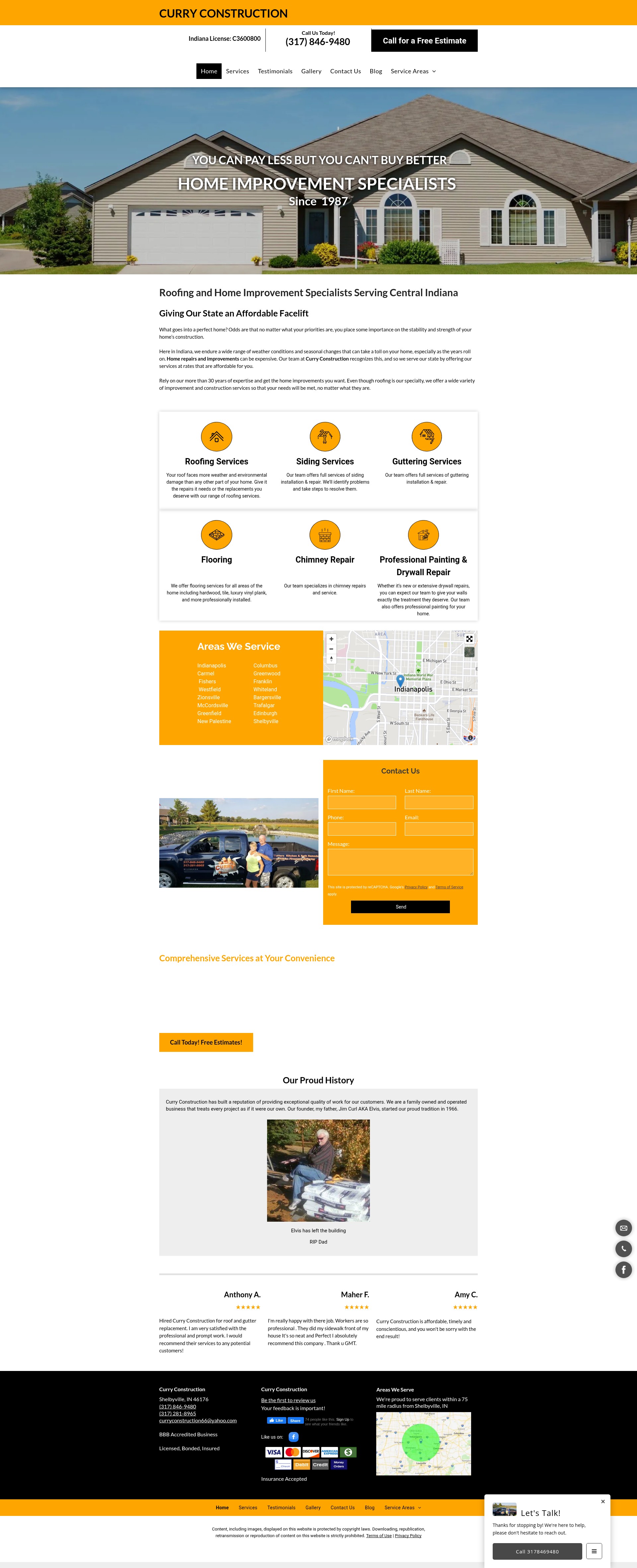 Screenshot of www.williamcurryconstructionin.com