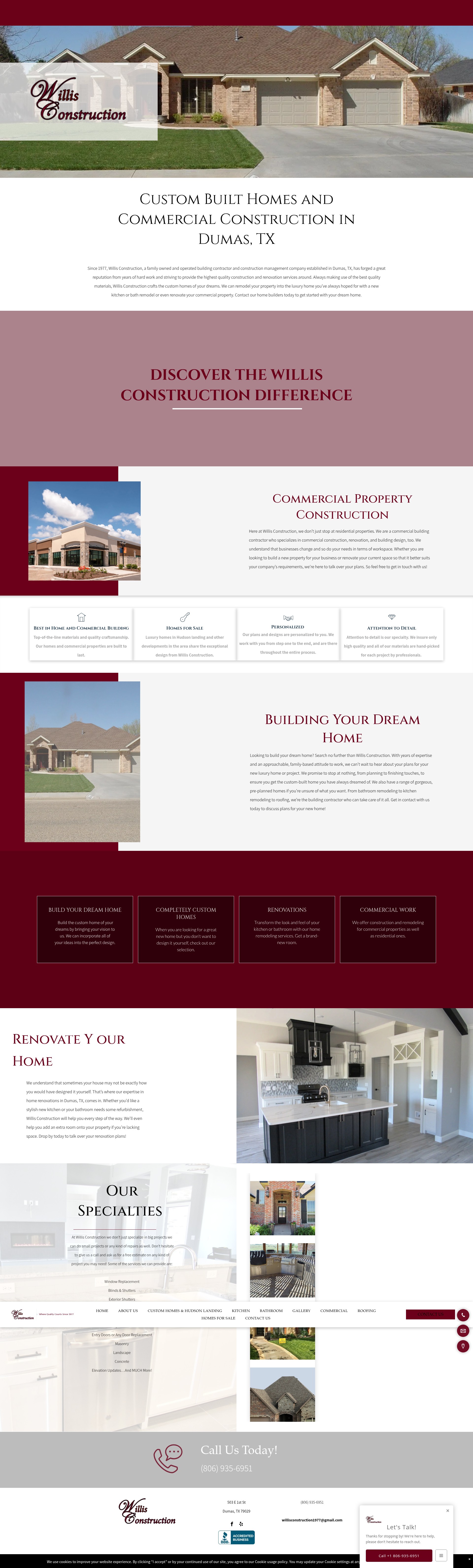 Screenshot of www.willisconstructiondumas.com