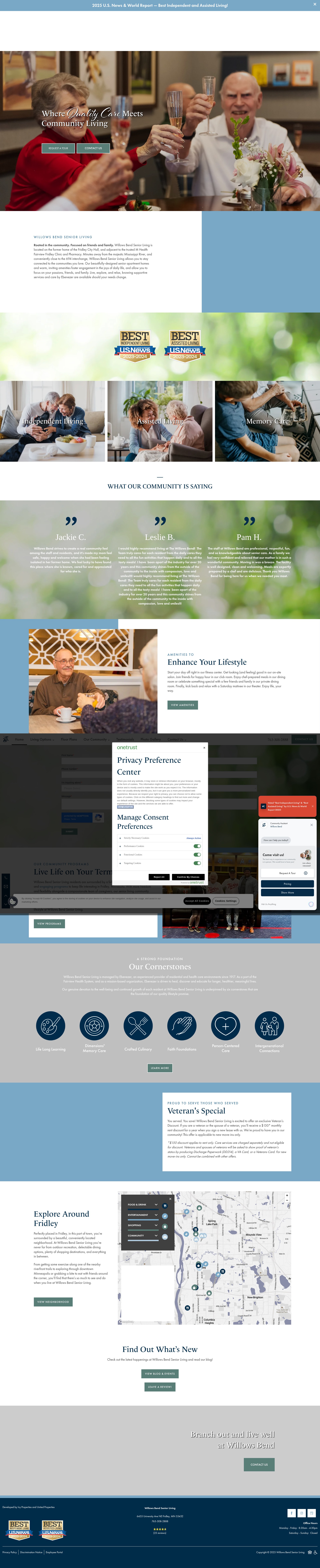 Screenshot of www.willowsbendseniorliving.com