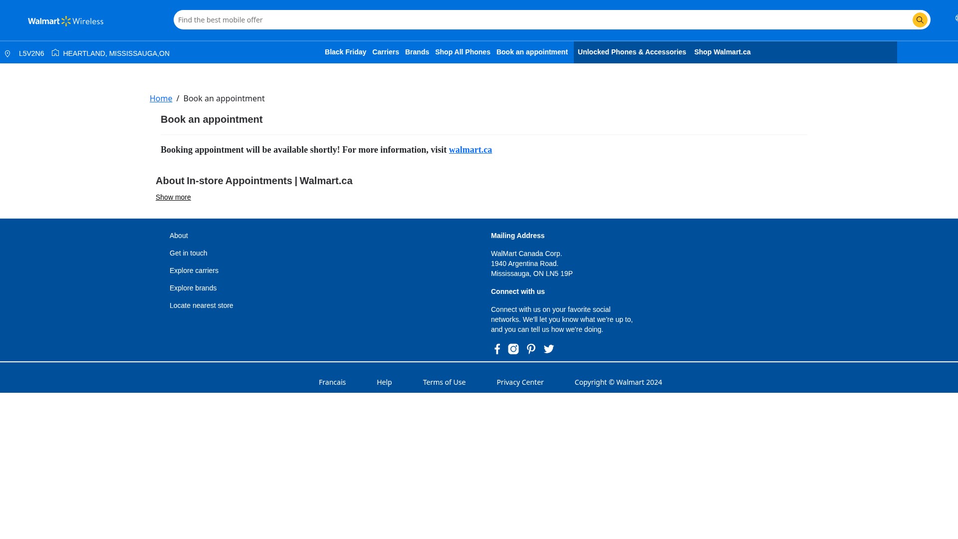 Screenshot of www.wireless.walmart.ca
