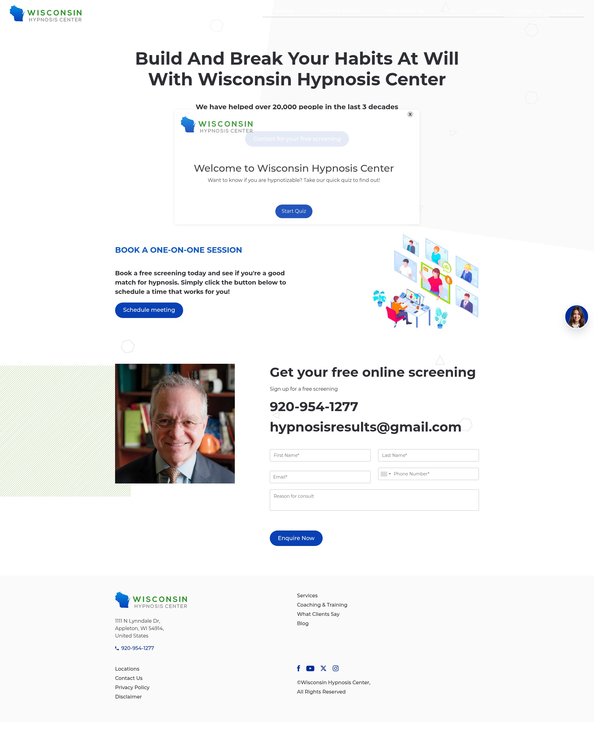Screenshot of www.wisconsinhypnosiscenter.com