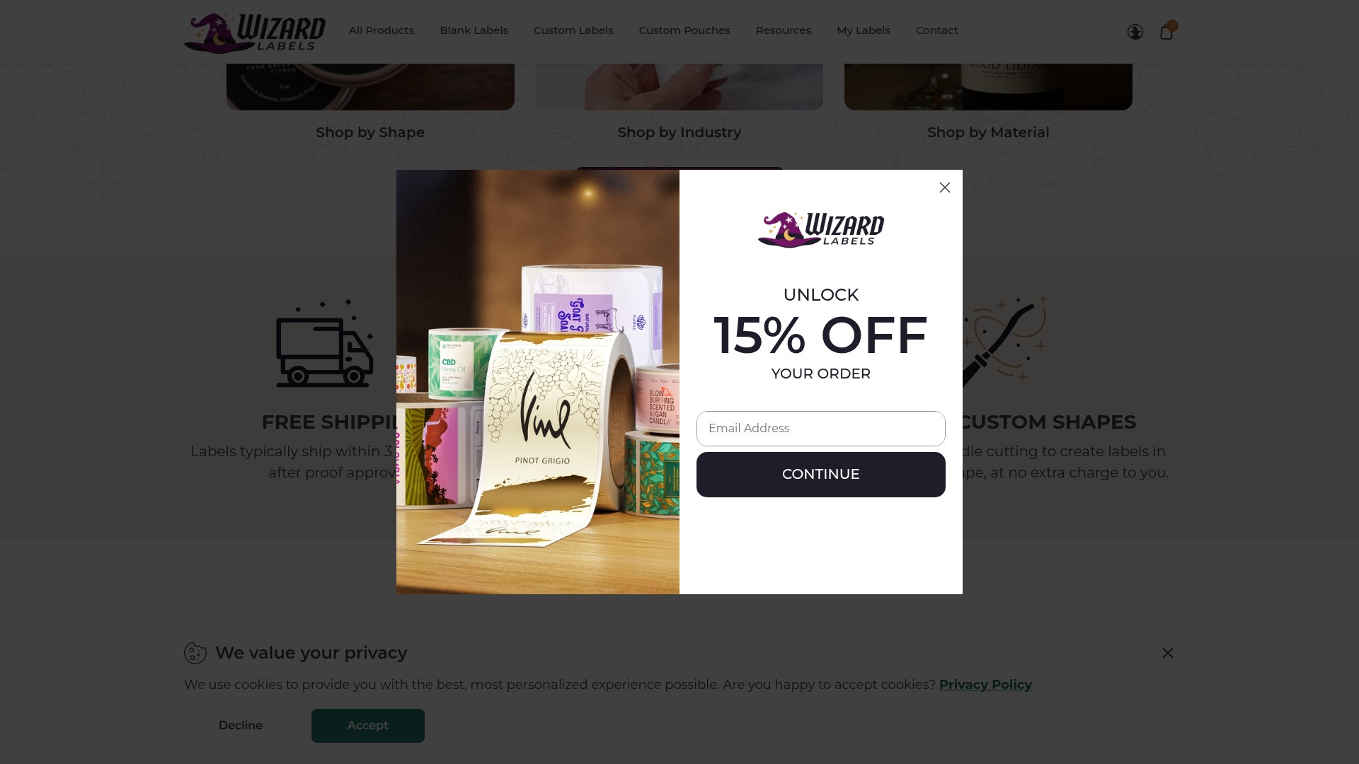 Screenshot of www.wizardlabels.com
