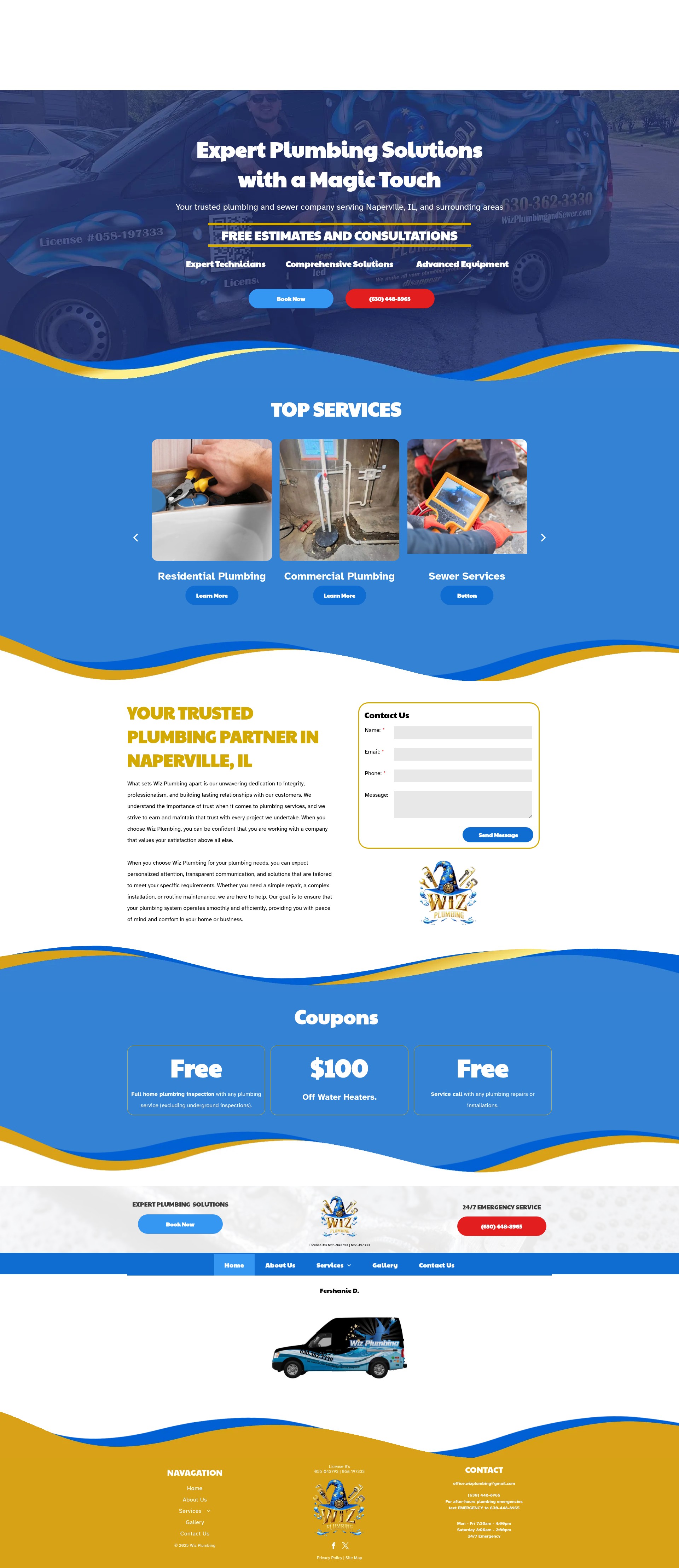 Screenshot of www.wizplumbingandsewer.com