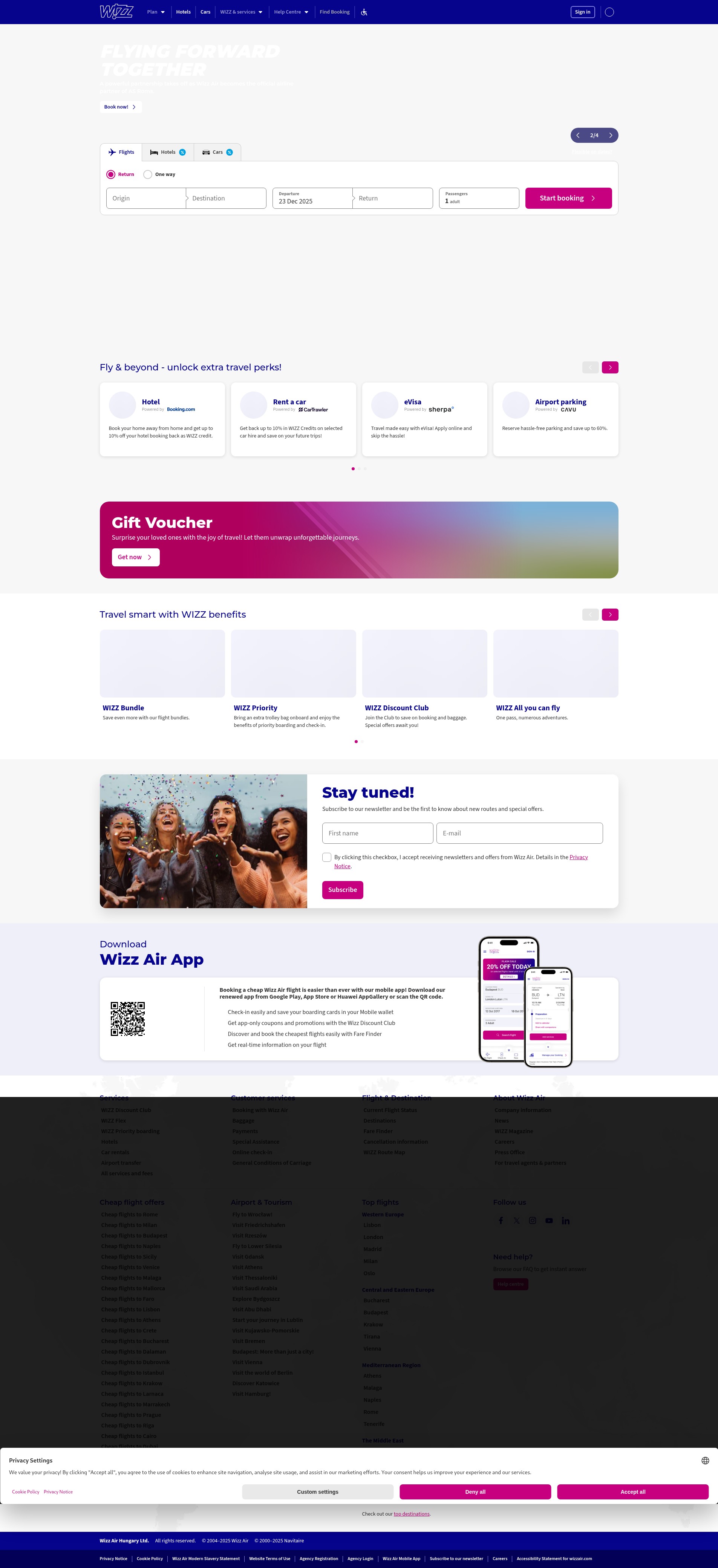 Screenshot of www.wizzair.com