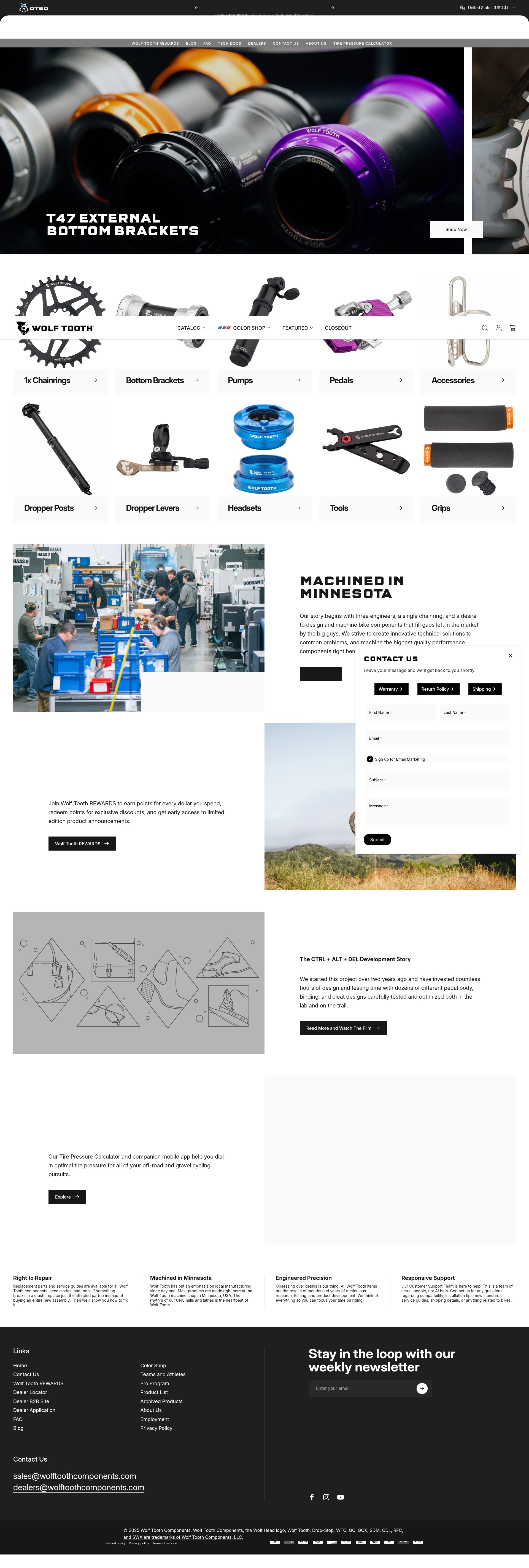 Screenshot of www.wolftoothcomponents.com