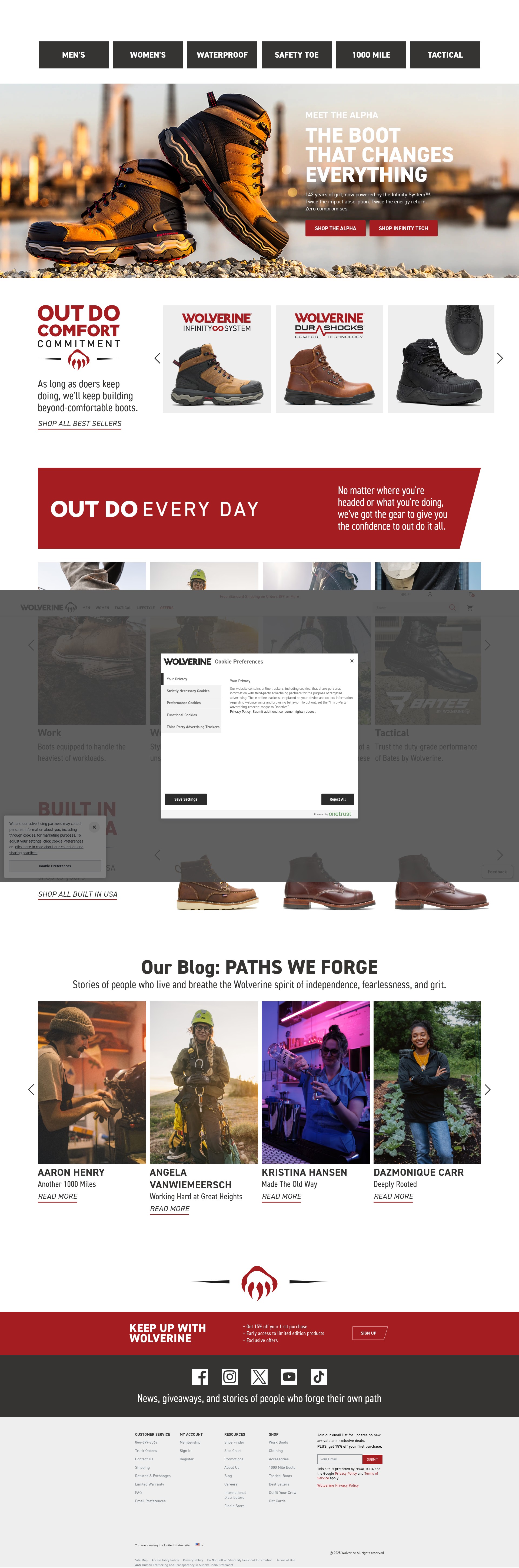 Screenshot of www.wolverine.com
