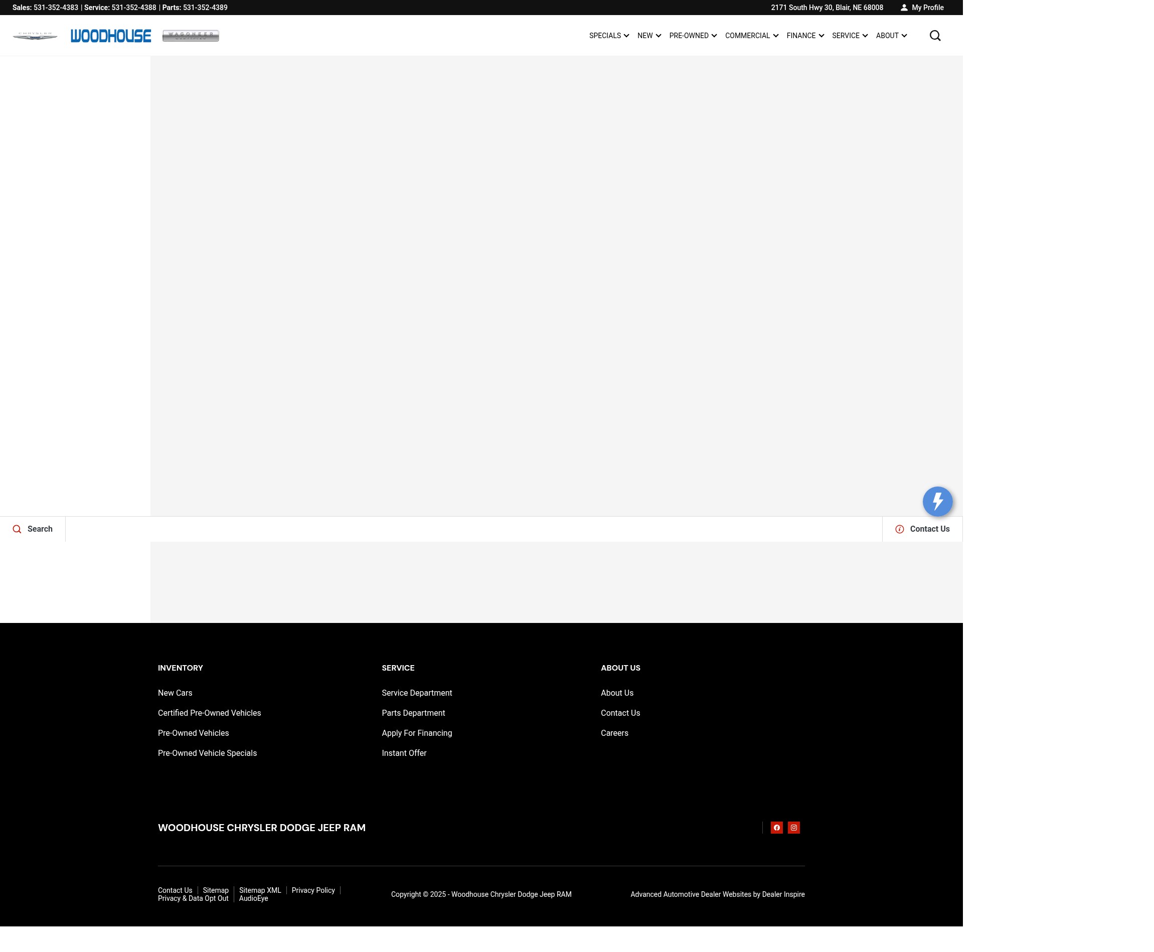 Screenshot of www.woodhousechryslerjeepdodge.com