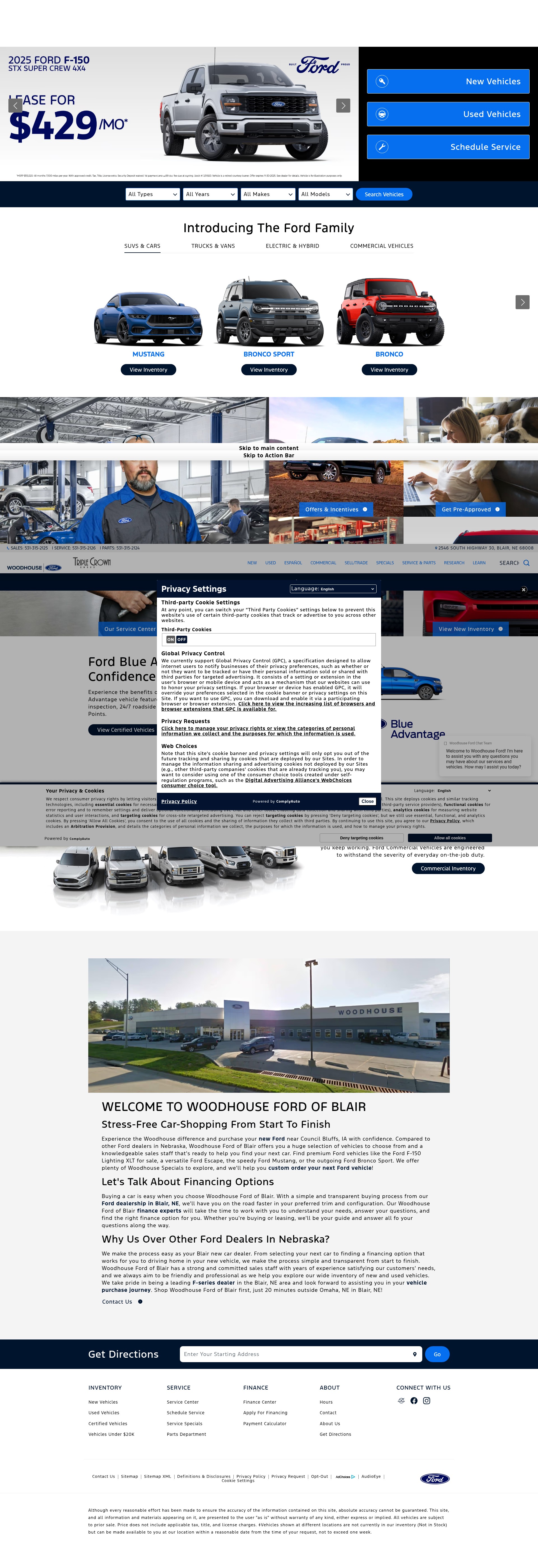 Screenshot of www.woodhousefordblair.com