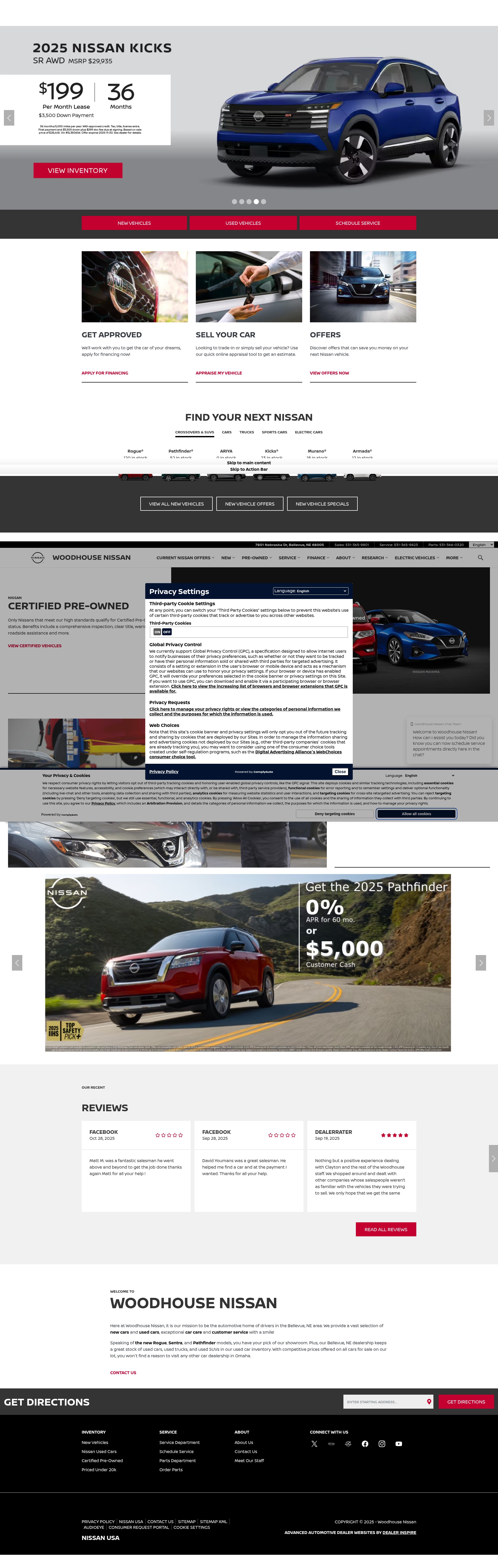 Screenshot of www.woodhousenissan.com
