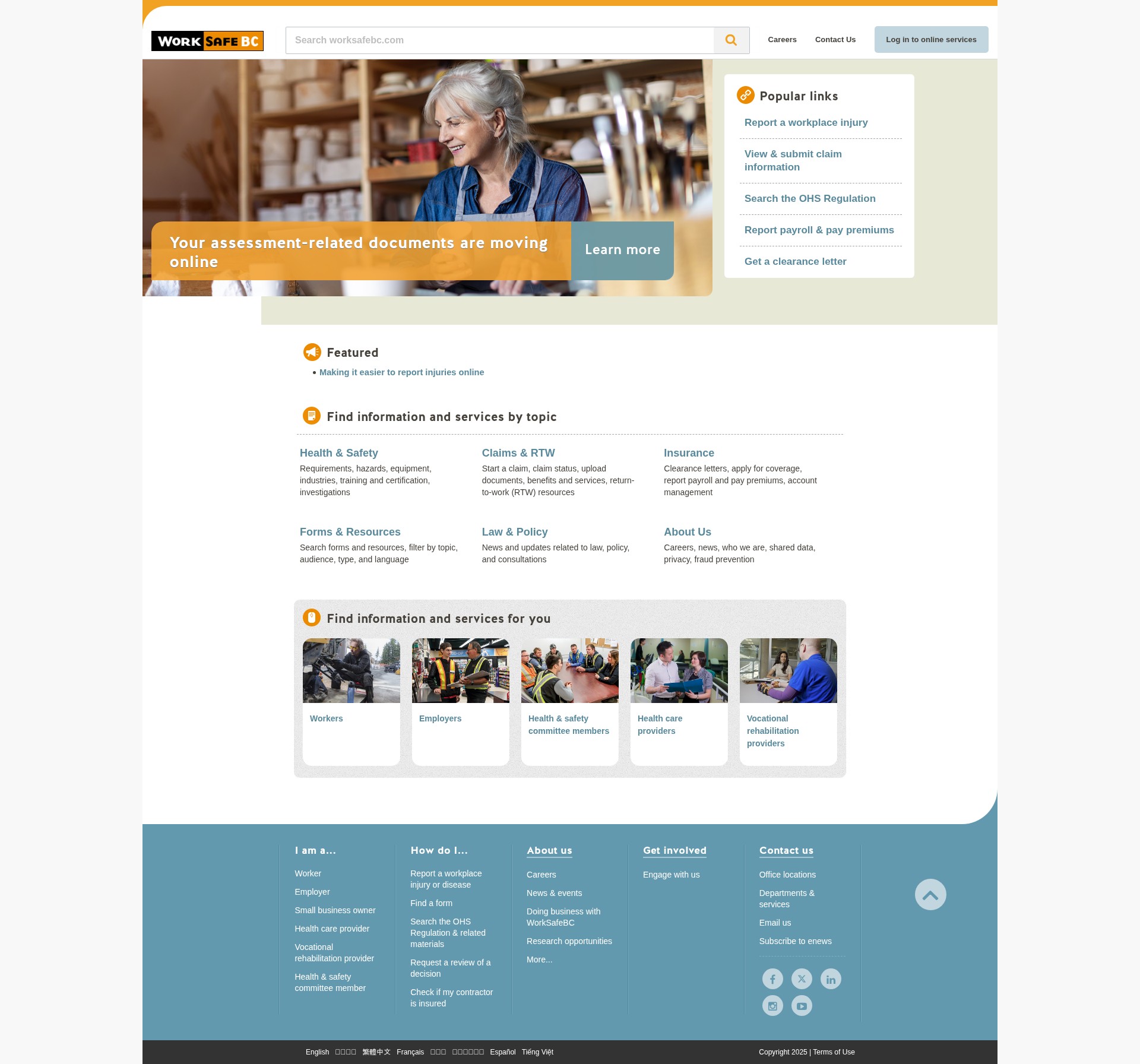 Screenshot of www.worksafebc.com