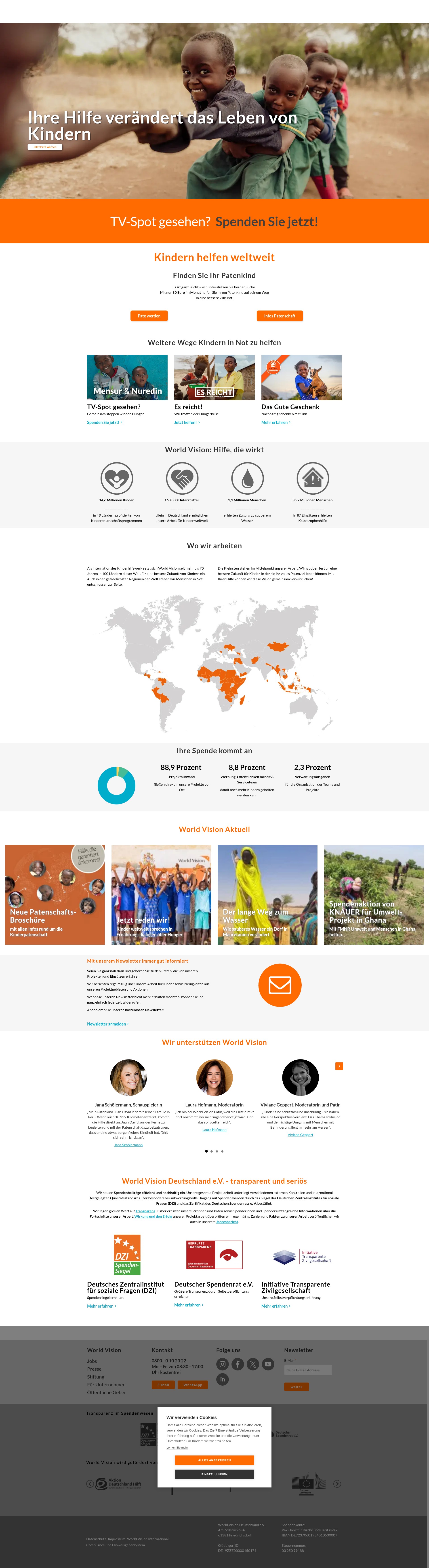Screenshot of www.worldvision.de