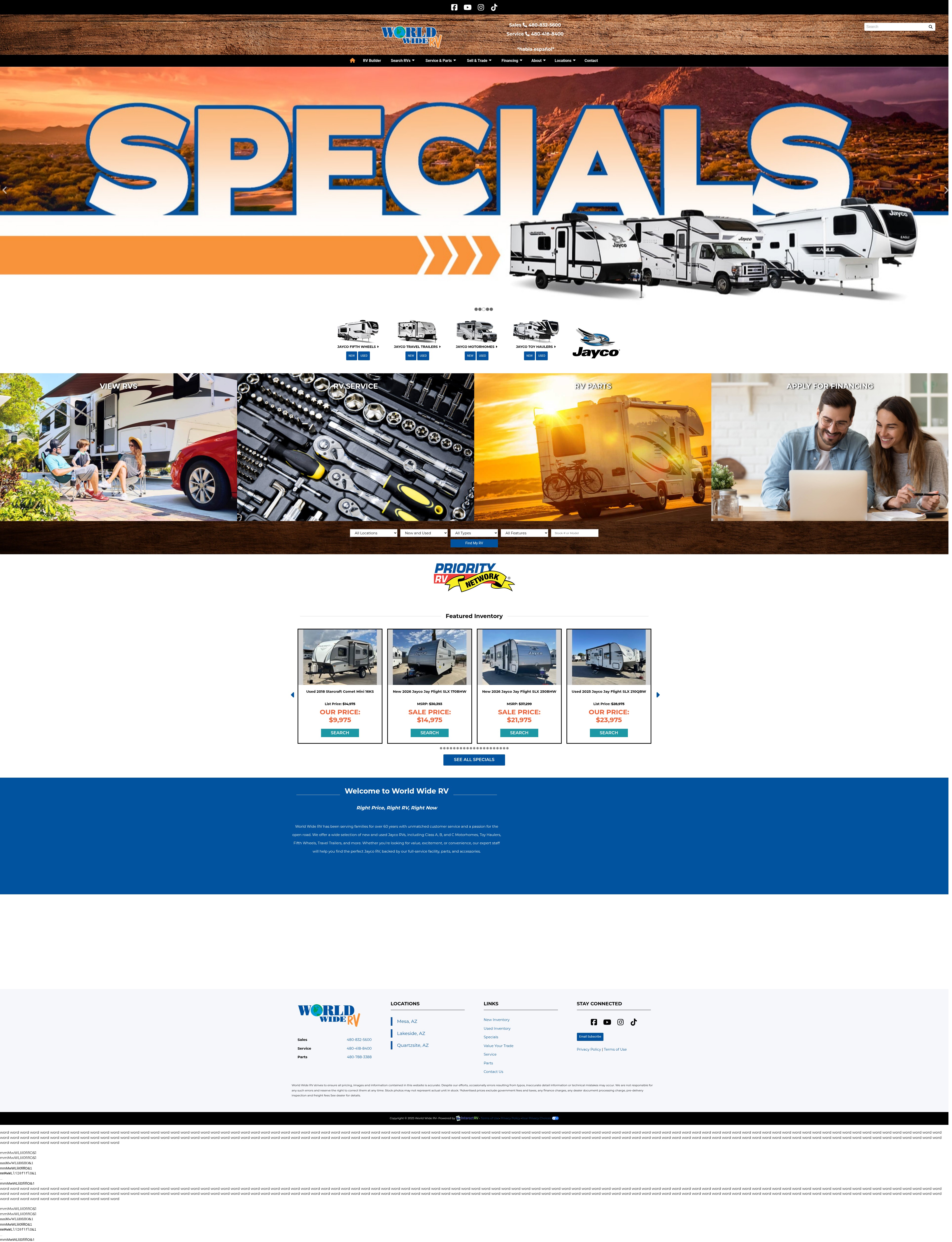 Screenshot of www.worldwiderv.com